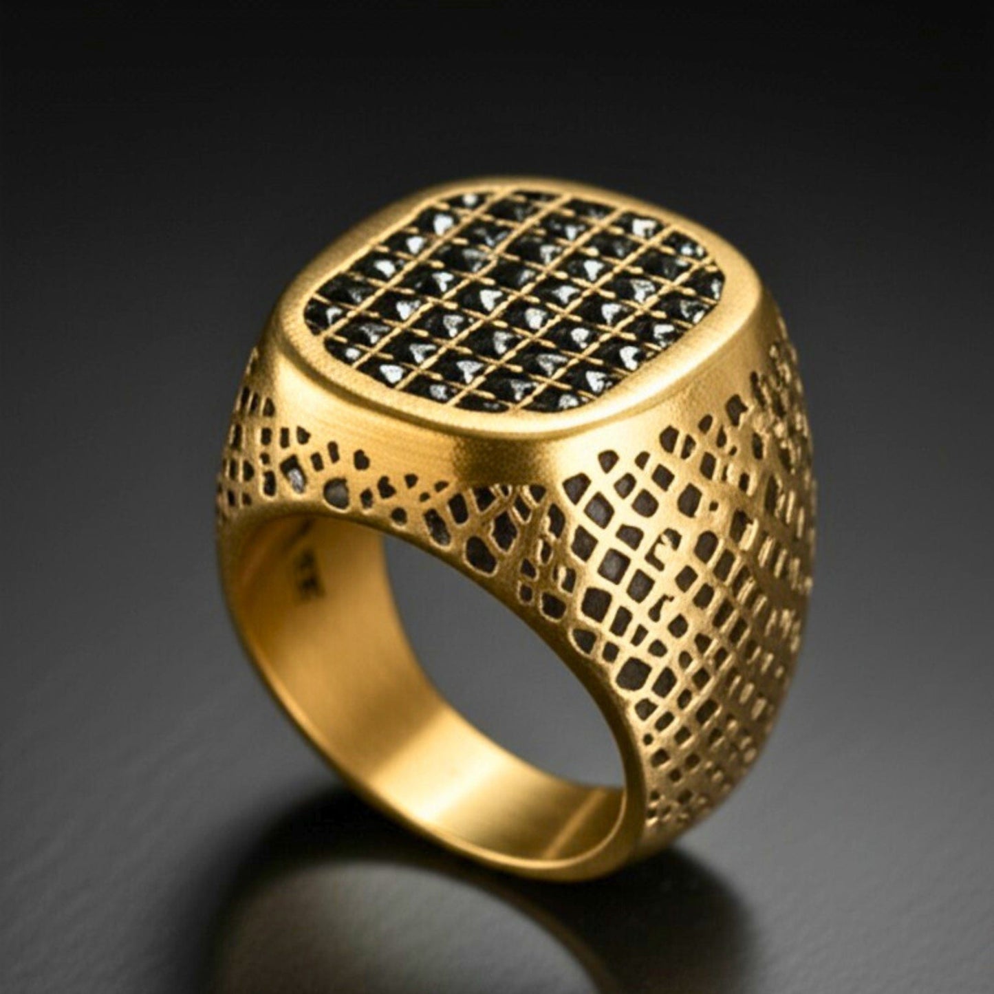 THE MEN THING Rings Royal Series - GILDED DOMINION RING - Pure Stainless Steel Men’s Gold-Plated Ring – Statement Luxury Jewelry (Size : -19-22-24)