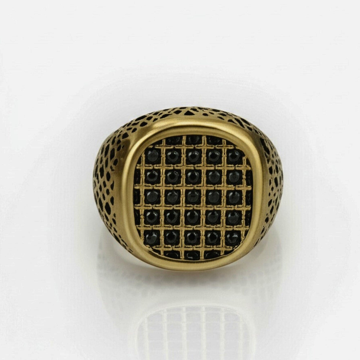 THE MEN THING Rings Royal Series - GILDED DOMINION RING - Pure Stainless Steel Men’s Gold-Plated Ring – Statement Luxury Jewelry (Size : -19-22-24)