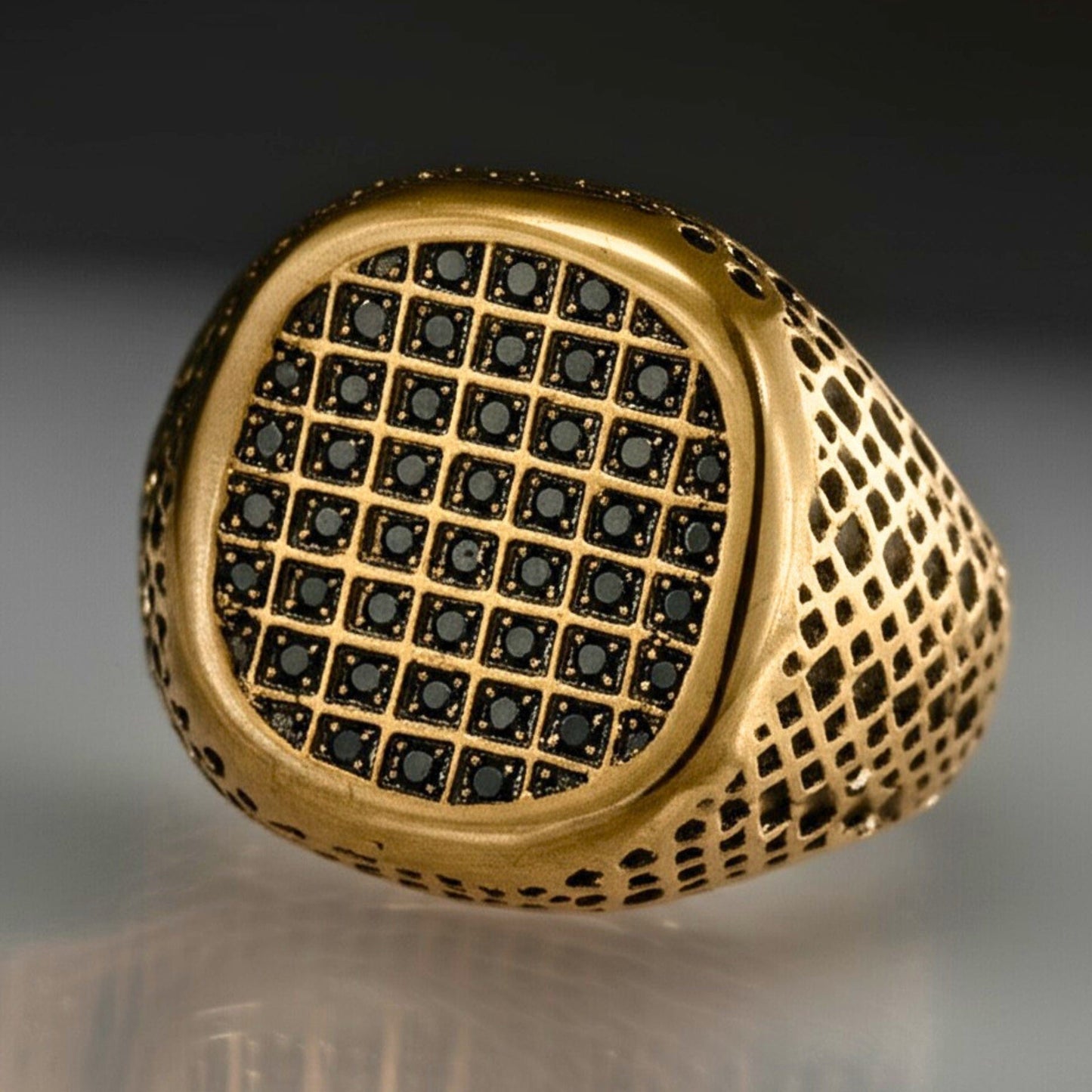 THE MEN THING Rings Royal Series - GILDED DOMINION RING - Pure Stainless Steel Men’s Gold-Plated Ring – Statement Luxury Jewelry (Size : -19-22-24)