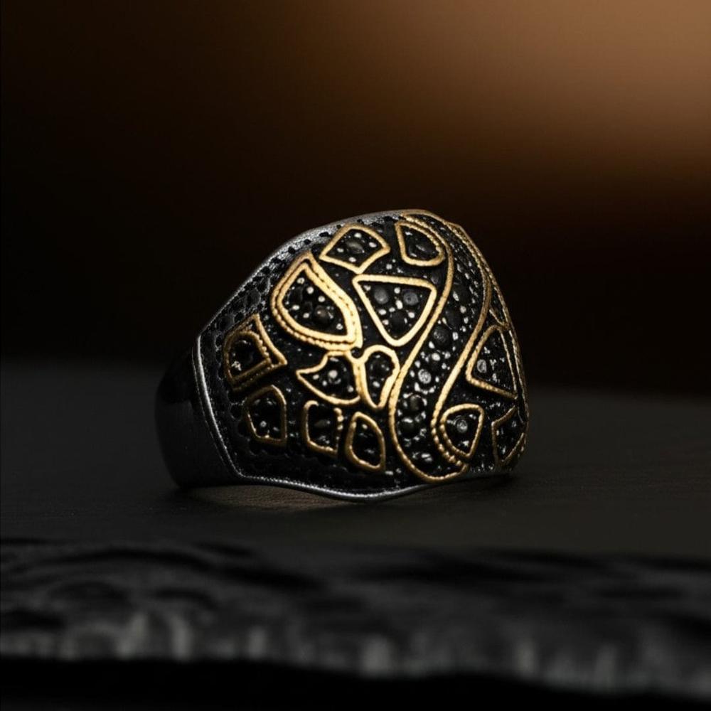 THE MEN THING Rings Royal Series - GOLDEN BASILISK RING - Pure Stainless Steel Men’s Steel-Plated Ring – Statement Luxury Jewelry (Size : 21-24)