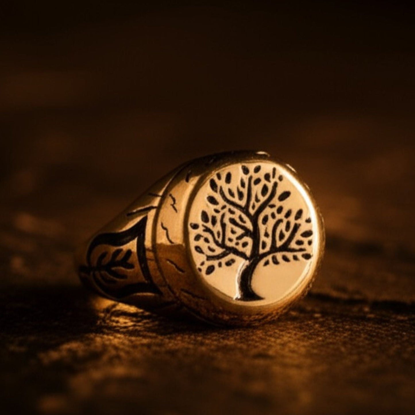 THE MEN THING Rings Royal Series - GOLDEN GENESIS RING - Pure Stainless Steel Men’s Gold-Plated Ring – Statement Luxury Jewelry (Size : 19-21-24)