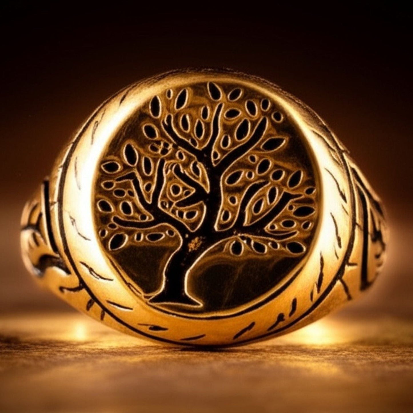 THE MEN THING Rings Royal Series - GOLDEN GENESIS RING - Pure Stainless Steel Men’s Gold-Plated Ring – Statement Luxury Jewelry (Size : 19-21-24)