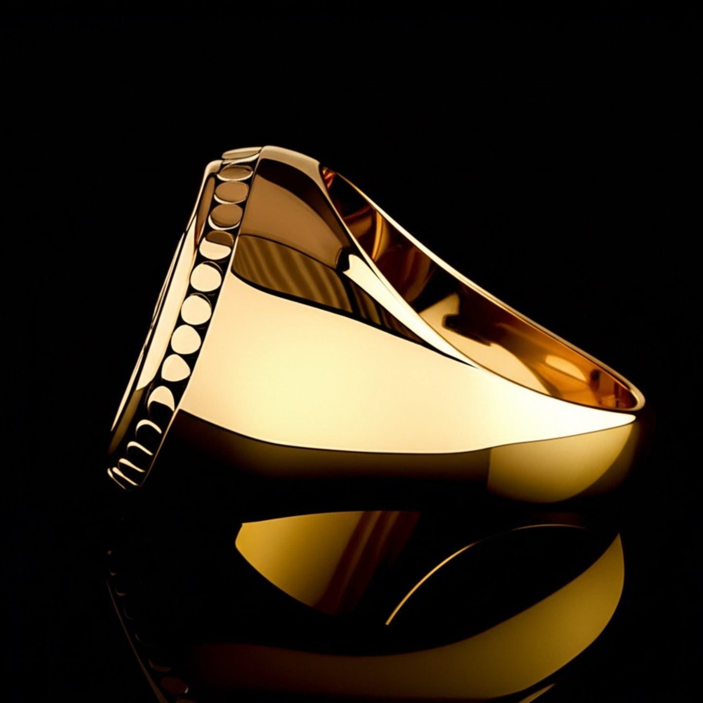 THE MEN THING Rings Royal Series - GOLDEN REIGN RING - Pure Stainless Steel Men’s Gold Black-Plated Ring – Statement Luxury Jewelry (Size : 19-24)
