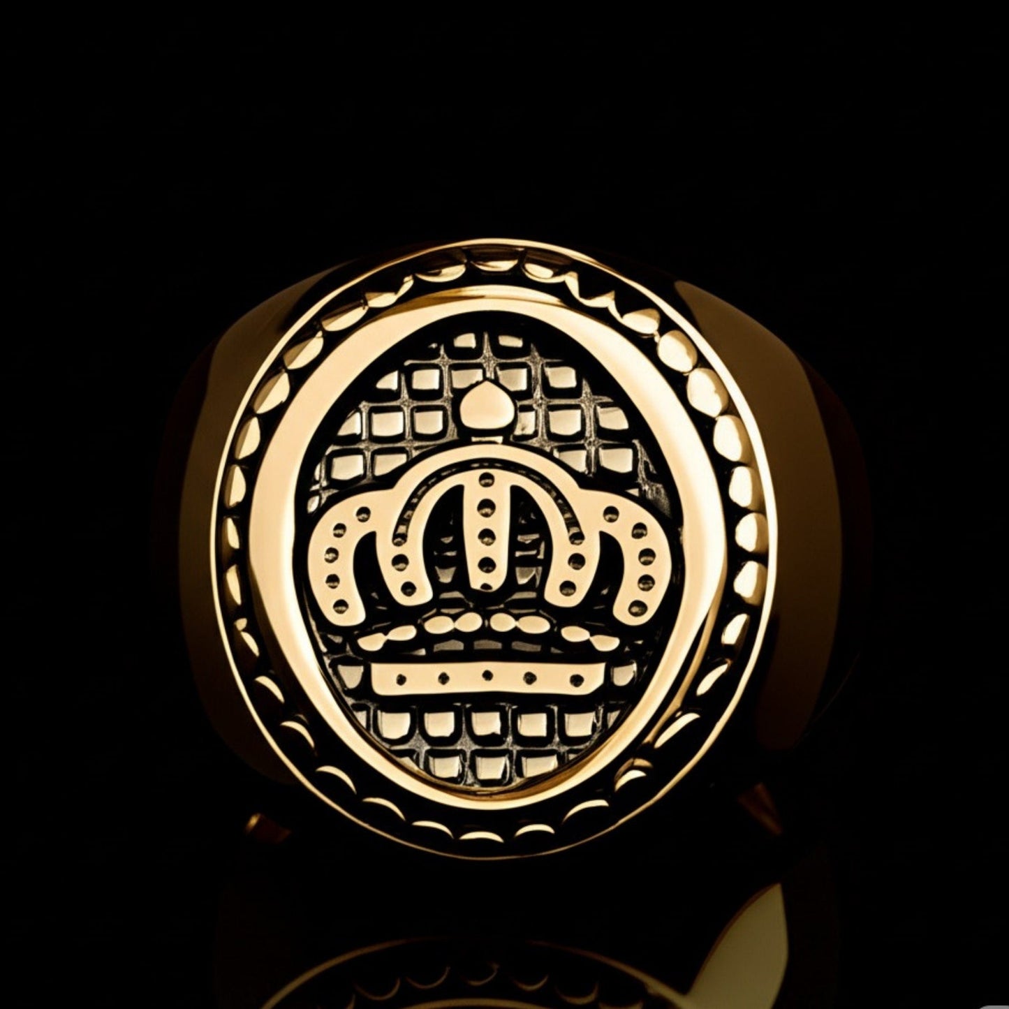 THE MEN THING Rings Royal Series - GOLDEN REIGN RING - Pure Stainless Steel Men’s Gold Black-Plated Ring – Statement Luxury Jewelry (Size : 19-24)