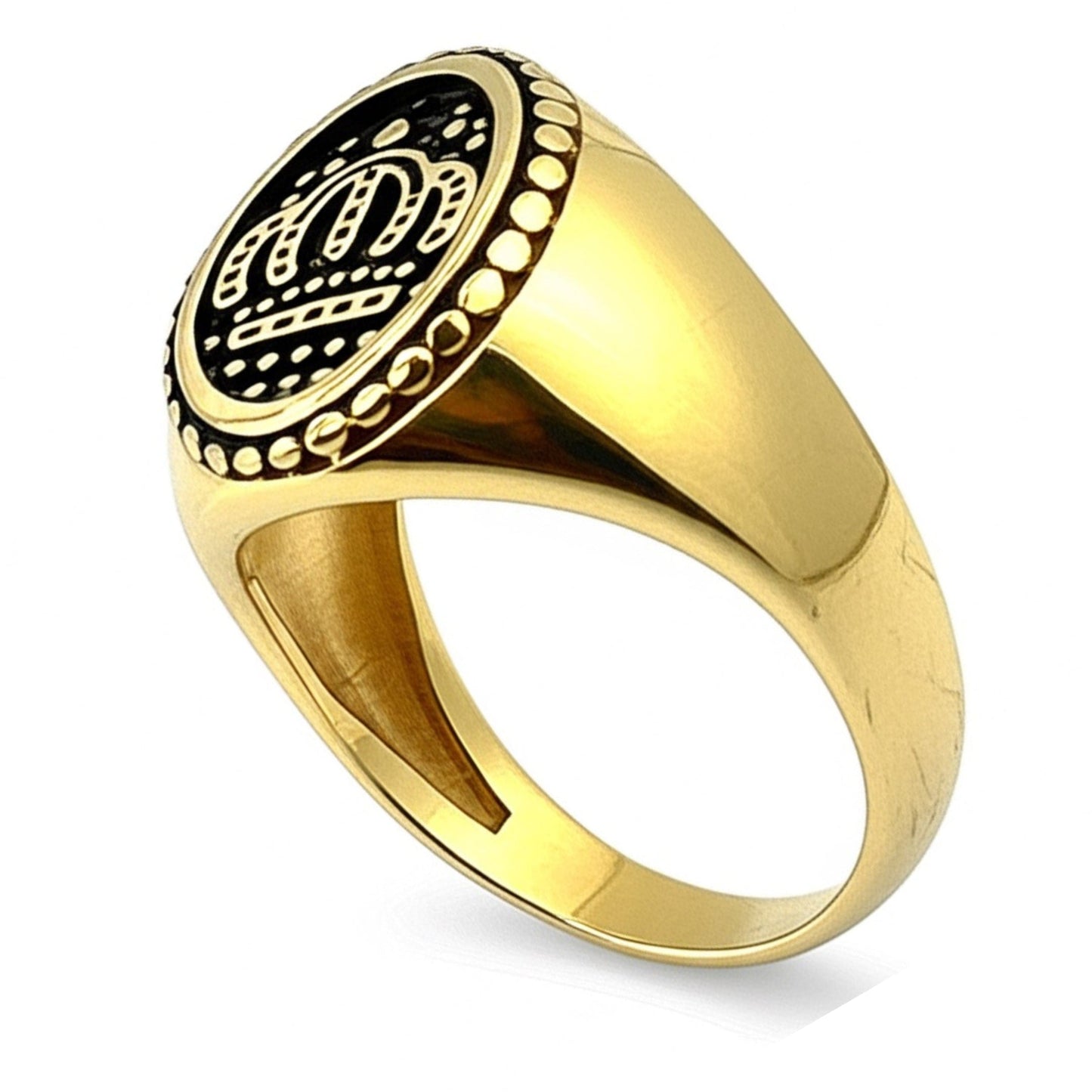 THE MEN THING Rings Royal Series - GOLDEN REIGN RING - Pure Stainless Steel Men’s Gold Black-Plated Ring – Statement Luxury Jewelry (Size : 19-24)