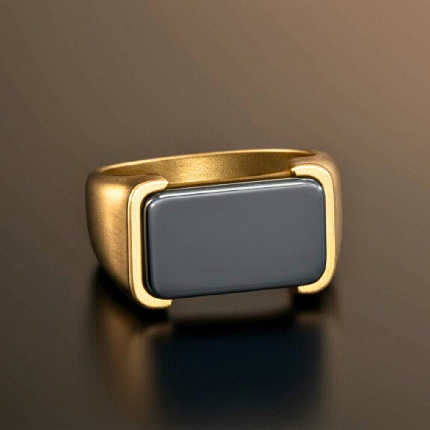 THE MEN THING Rings Royal Series - GOLDEN SPECTER RING - Pure Stainless Steel Men’s Steel-Plated Ring – Statement Luxury Jewelry (Size : 16-19-22)