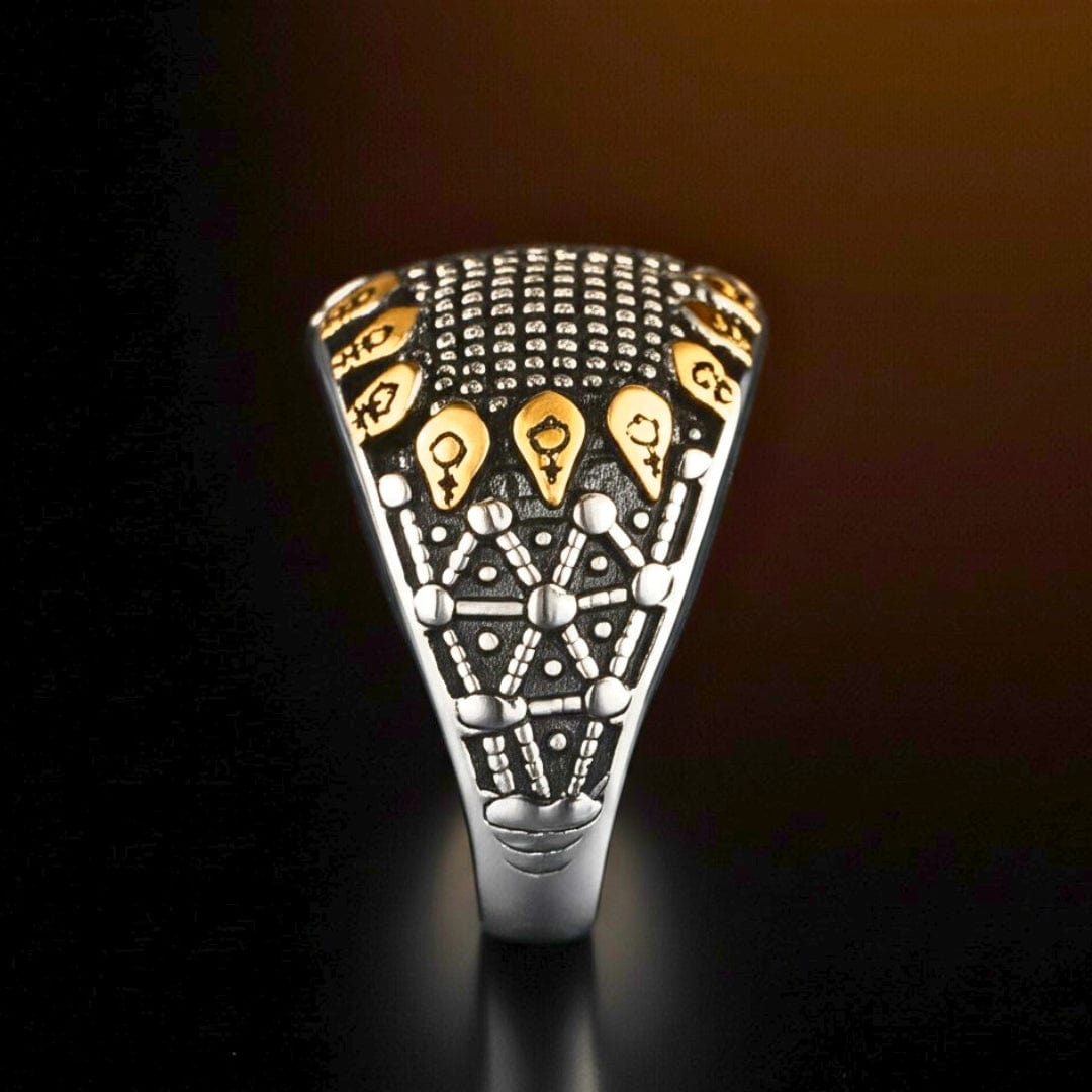 THE MEN THING Rings Royal Series - GOLDEN VORTEX RING - Pure Stainless Steel Men’s Steel-Gold-Plated Ring – Statement Luxury Jewelry (Size : 19-22-24-27)