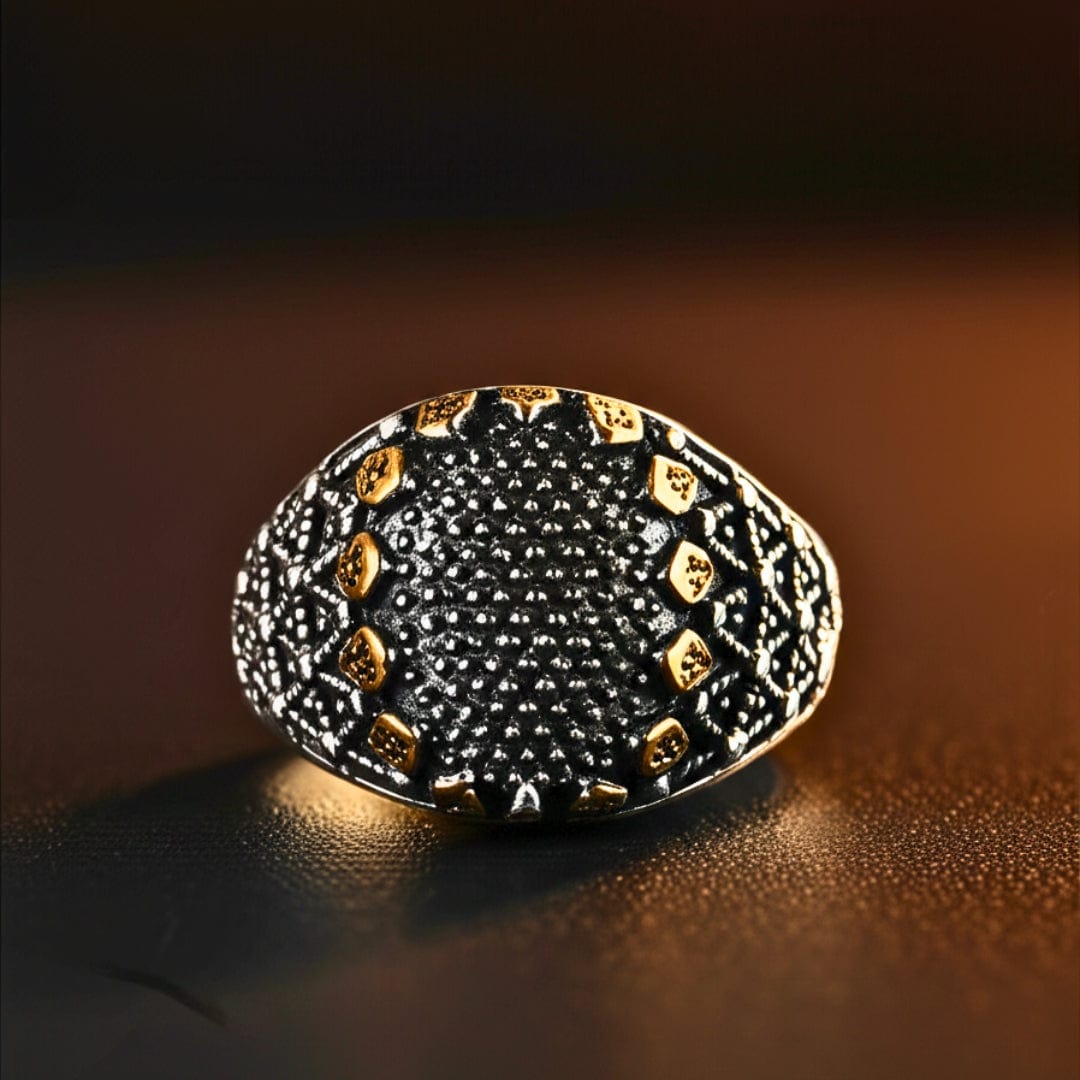 THE MEN THING Rings Royal Series - GOLDEN VORTEX RING - Pure Stainless Steel Men’s Steel-Gold-Plated Ring – Statement Luxury Jewelry (Size : 19-22-24-27)