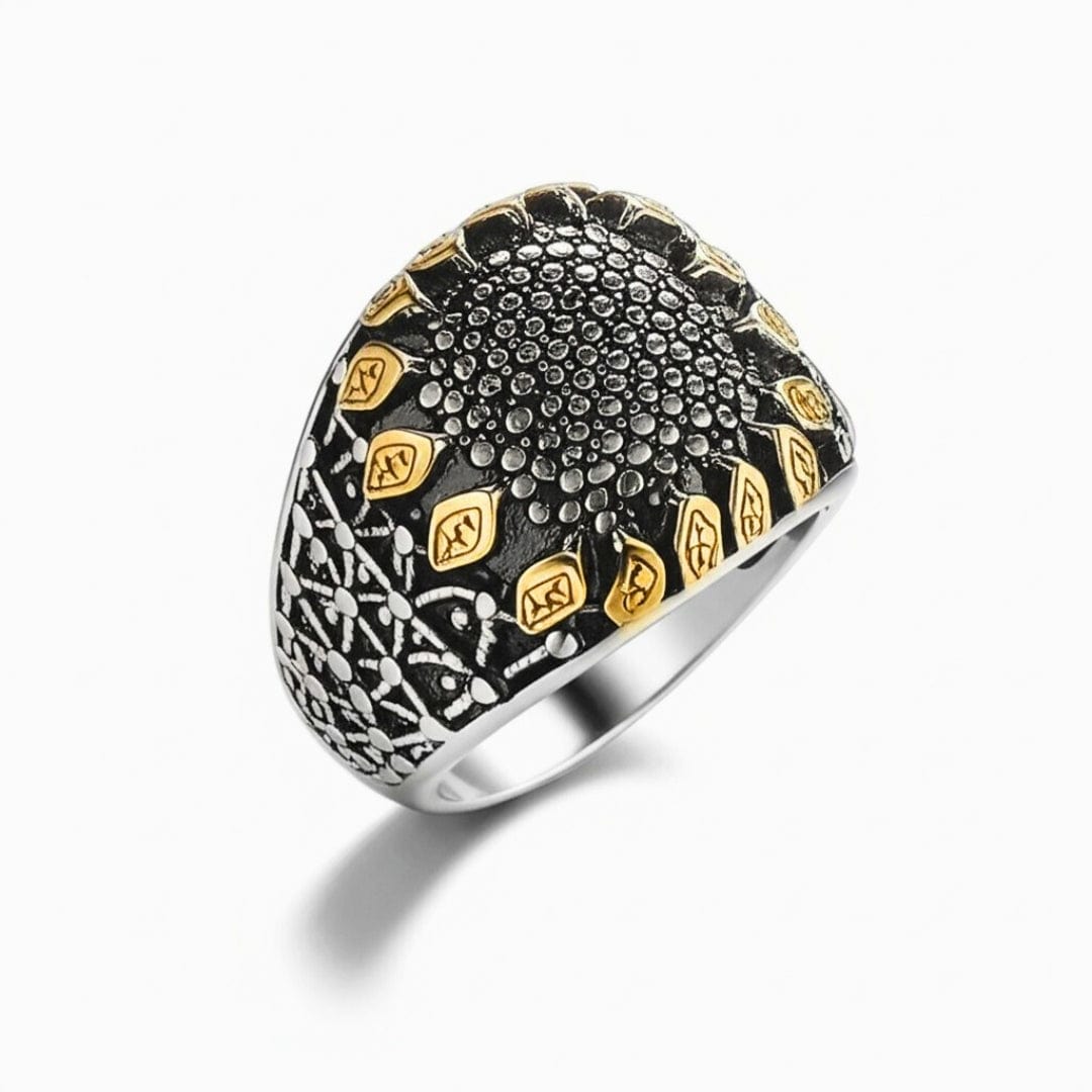 THE MEN THING Rings Royal Series - GOLDEN VORTEX RING - Pure Stainless Steel Men’s Steel-Gold-Plated Ring – Statement Luxury Jewelry (Size : 19-22-24-27)