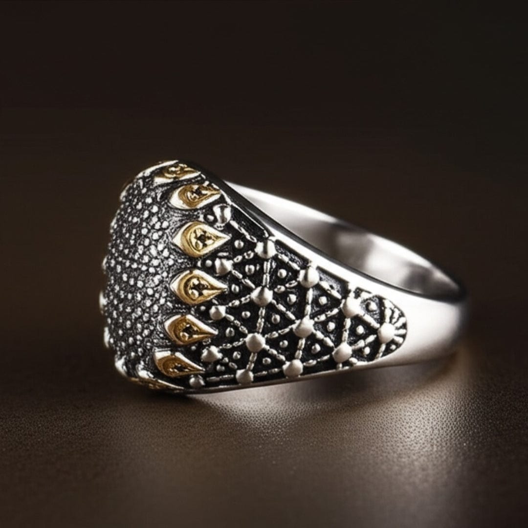 THE MEN THING Rings Royal Series - GOLDEN VORTEX RING - Pure Stainless Steel Men’s Steel-Gold-Plated Ring – Statement Luxury Jewelry (Size : 19-22-24-27)