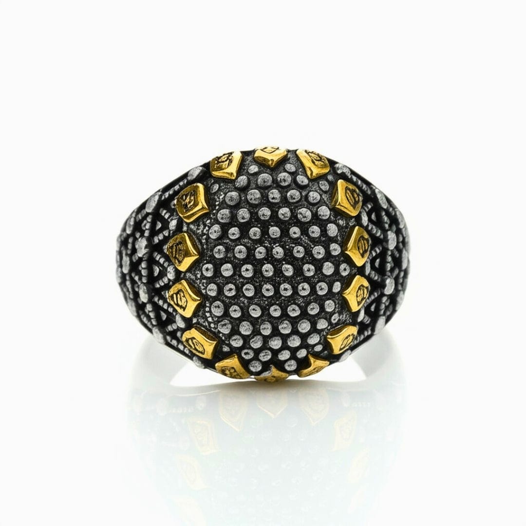THE MEN THING Rings Royal Series - GOLDEN VORTEX RING - Pure Stainless Steel Men’s Steel-Gold-Plated Ring – Statement Luxury Jewelry (Size : 19-22-24-27)