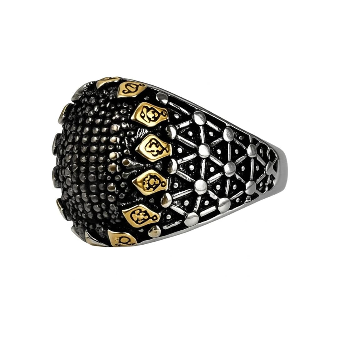 THE MEN THING Rings Royal Series - GOLDEN VORTEX RING - Pure Stainless Steel Men’s Steel-Gold-Plated Ring – Statement Luxury Jewelry (Size : 19-22-24-27)
