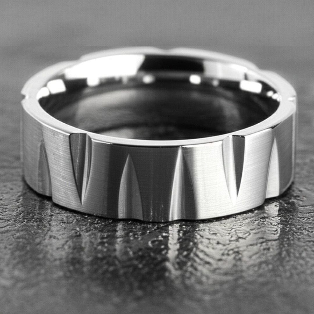 THE MEN THING Rings Royal Series - GRAVIX EDGE RING - Pure Stainless Steel Men’s Steel-Plated Ring – Statement Luxury Jewelry (Size : 17-19-22-24-27)