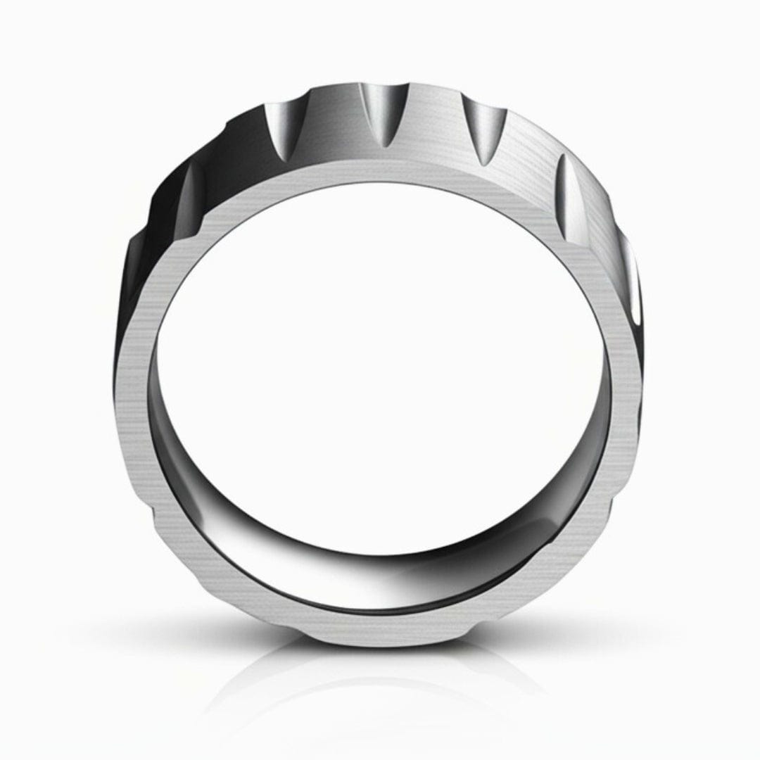 THE MEN THING Rings Royal Series - GRAVIX EDGE RING - Pure Stainless Steel Men’s Steel-Plated Ring – Statement Luxury Jewelry (Size : 17-19-22-24-27)