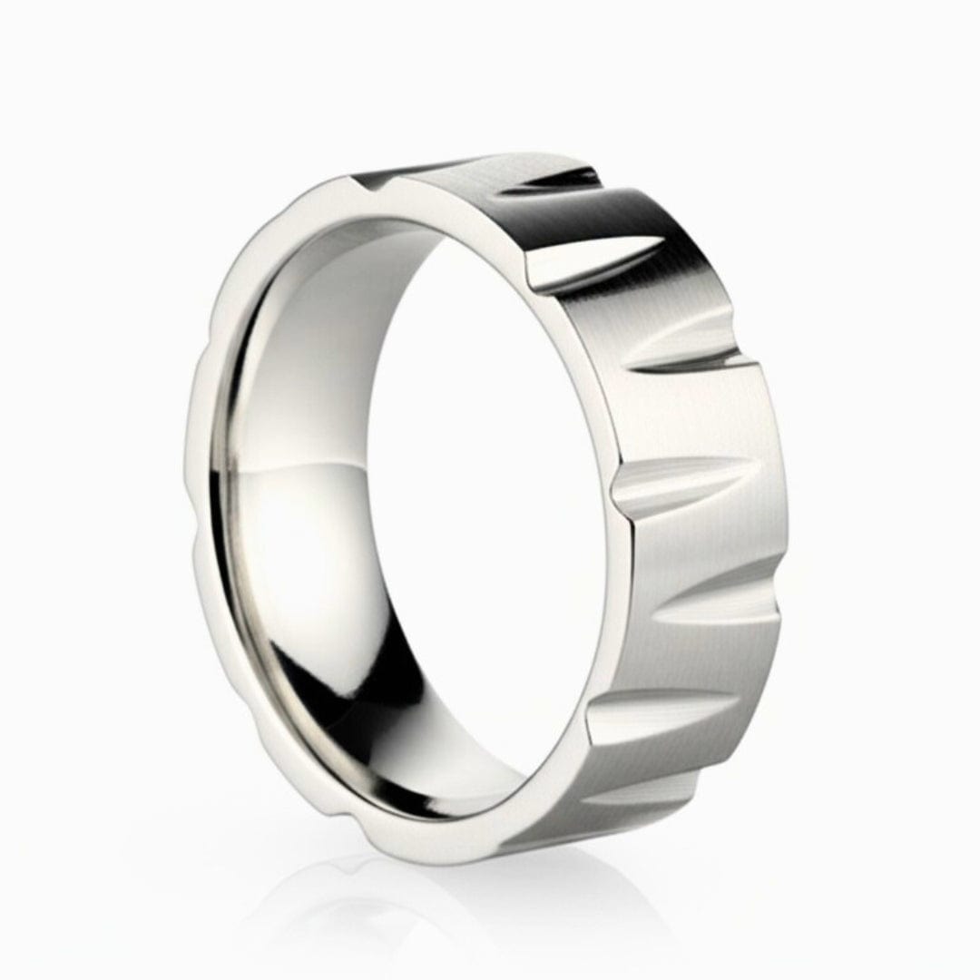 THE MEN THING Rings Royal Series - GRAVIX EDGE RING - Pure Stainless Steel Men’s Steel-Plated Ring – Statement Luxury Jewelry (Size : 17-19-22-24-27)