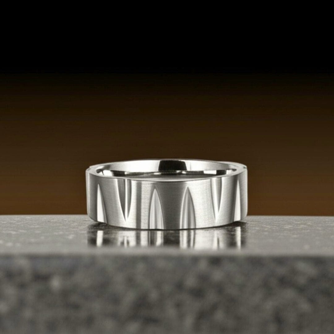THE MEN THING Rings Royal Series - GRAVIX EDGE RING - Pure Stainless Steel Men’s Steel-Plated Ring – Statement Luxury Jewelry (Size : 17-19-22-24-27)