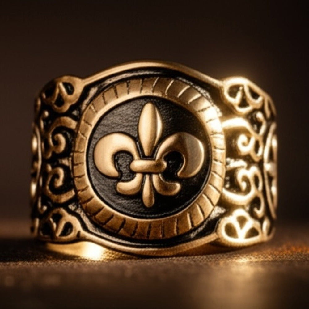 THE MEN THING Rings Royal Series - HERALD RING - Pure Stainless Steel Men’s Gold-Plated Ring – Statement Luxury Jewelry (Size : 19-21-24)