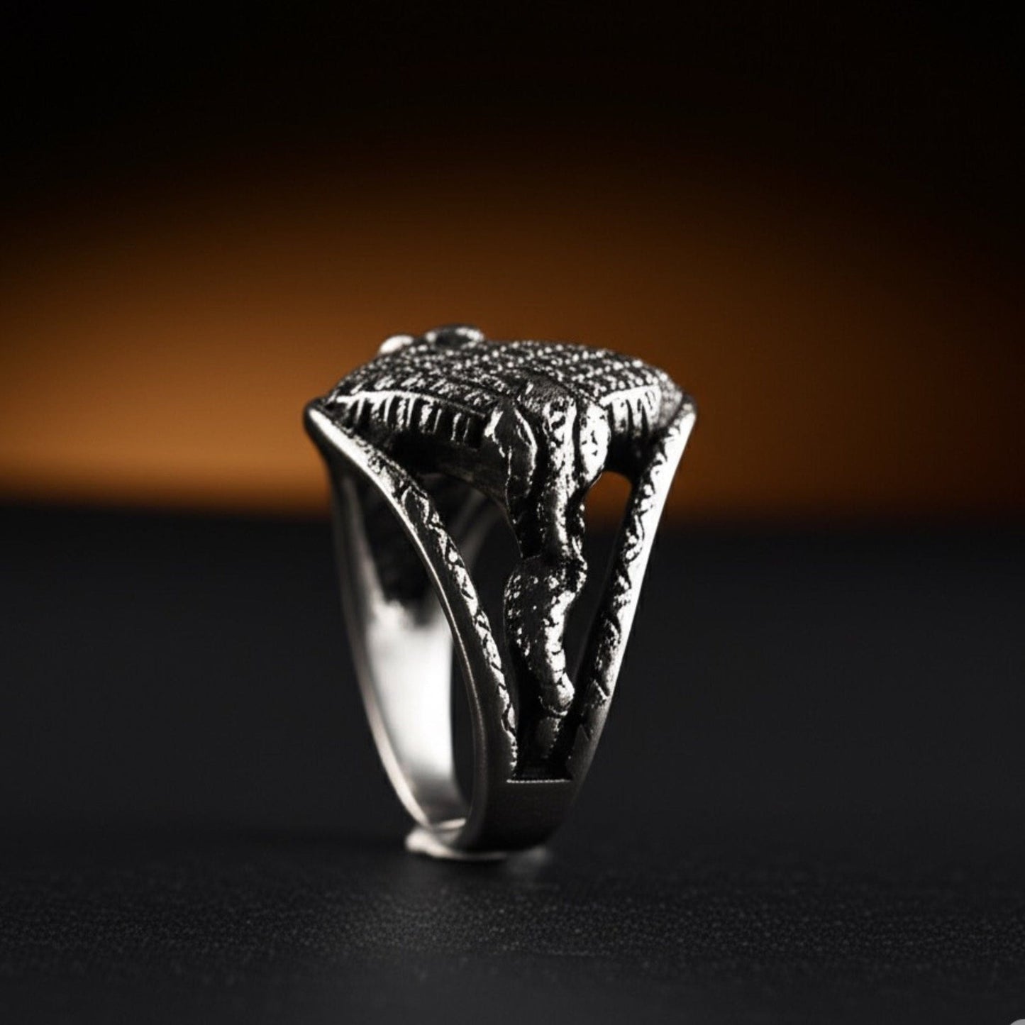 THE MEN THING Rings Royal Series - IRONCLUTCH RING - Pure Stainless Steel Men’s Gold-Plated Ring – Statement Luxury Jewelry (Size : -17-19-22-25-27)