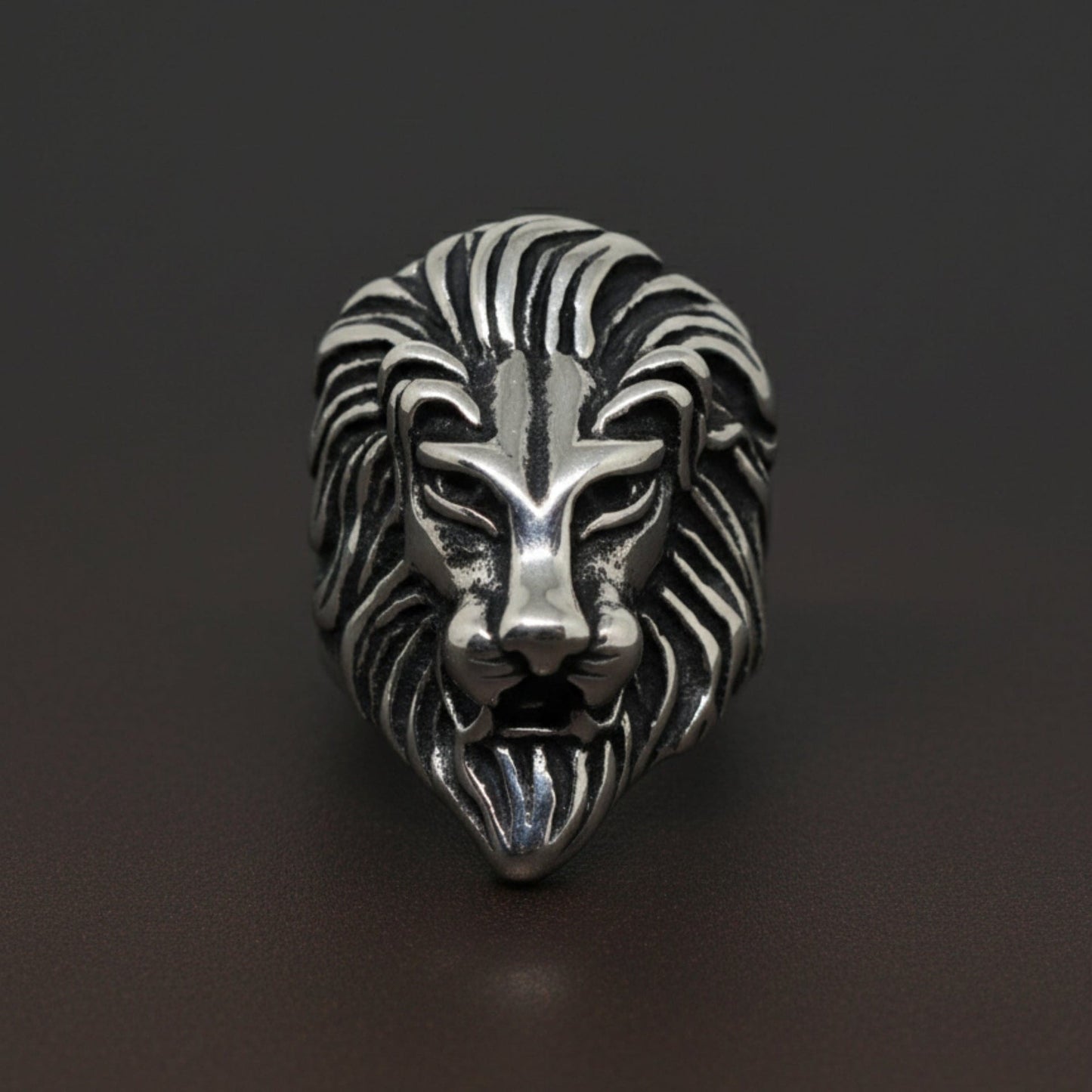 THE MEN THING Rings Royal Series - LION KING RING - Pure Stainless Steel Men’s Steel-Plated Ring – Statement Luxury Jewelry (Size : 15-16-18-20-22-23-26-28-30)