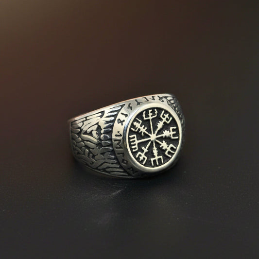 THE MEN THING Rings Royal Series - MIDGARD PROTECTOR RING - Pure Stainless Steel Men’s Steel-Plated Ring – Statement Luxury Jewelry (Size : 15-18-20-23-28-30)