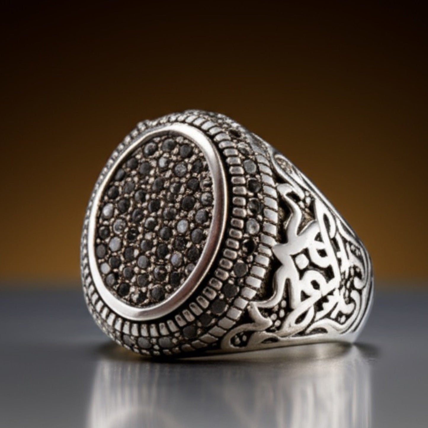 THE MEN THING Rings Royal Series - MIDNIGHT CREST RING - Pure Stainless Steel Men’s Steel-Plated Ring – Statement Luxury Jewelry (Size : 21-26)