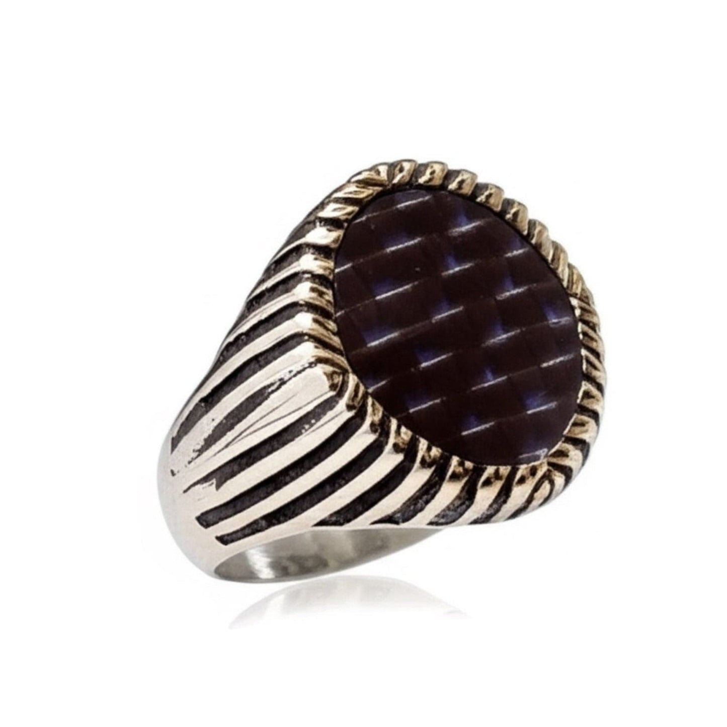 THE MEN THING Rings Royal Series - MIDNIGHT MATRIX RING - Pure Stainless Steel Men’s Steel-Gold-Plated Ring – Statement Luxury Jewelry (Size : 19-21-23)