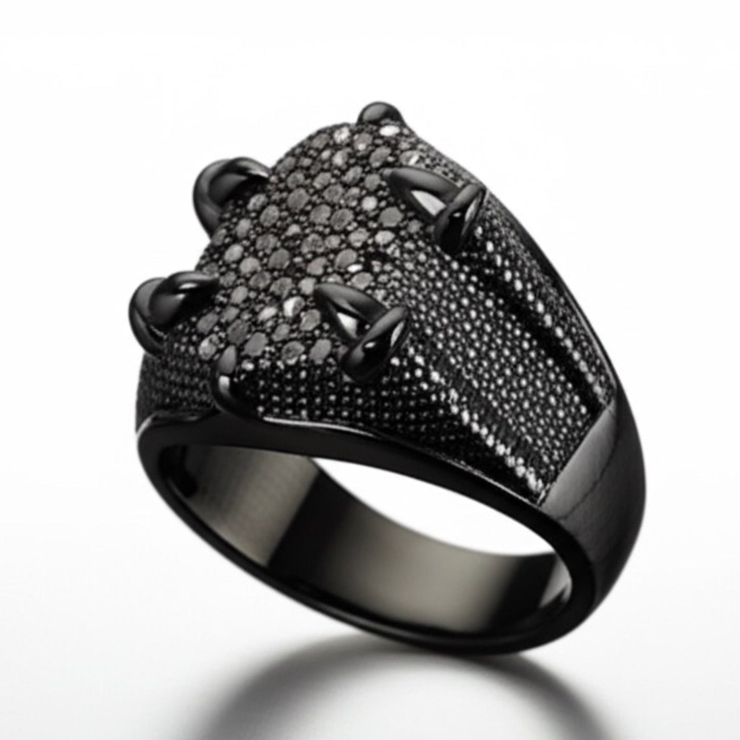 THE MEN THING Rings Royal Series - MIDNIGHT TALON RING - Pure Stainless Steel Men’s Black-Plated Ring – Statement Luxury Jewelry (Size : 19-22-24)