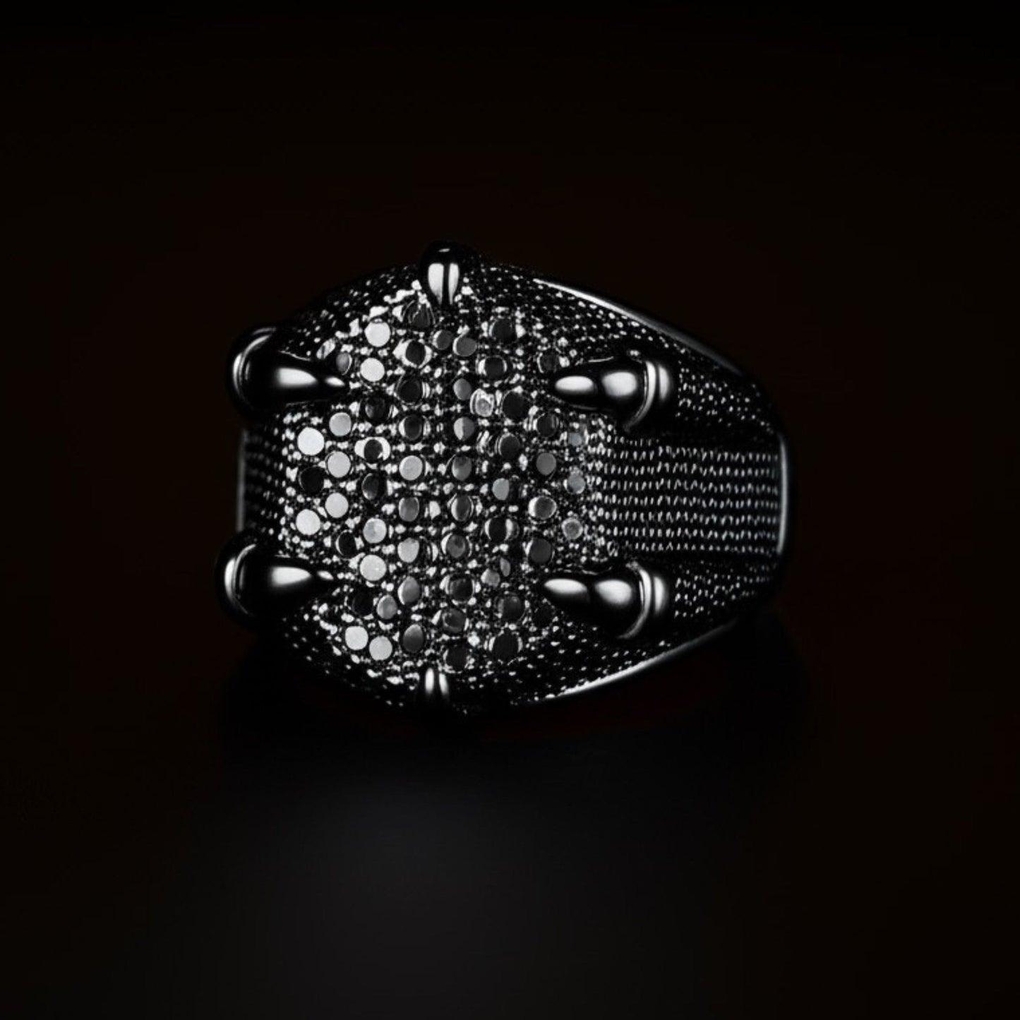 THE MEN THING Rings Royal Series - MIDNIGHT TALON RING - Pure Stainless Steel Men’s Black-Plated Ring – Statement Luxury Jewelry (Size : 19-22-24)