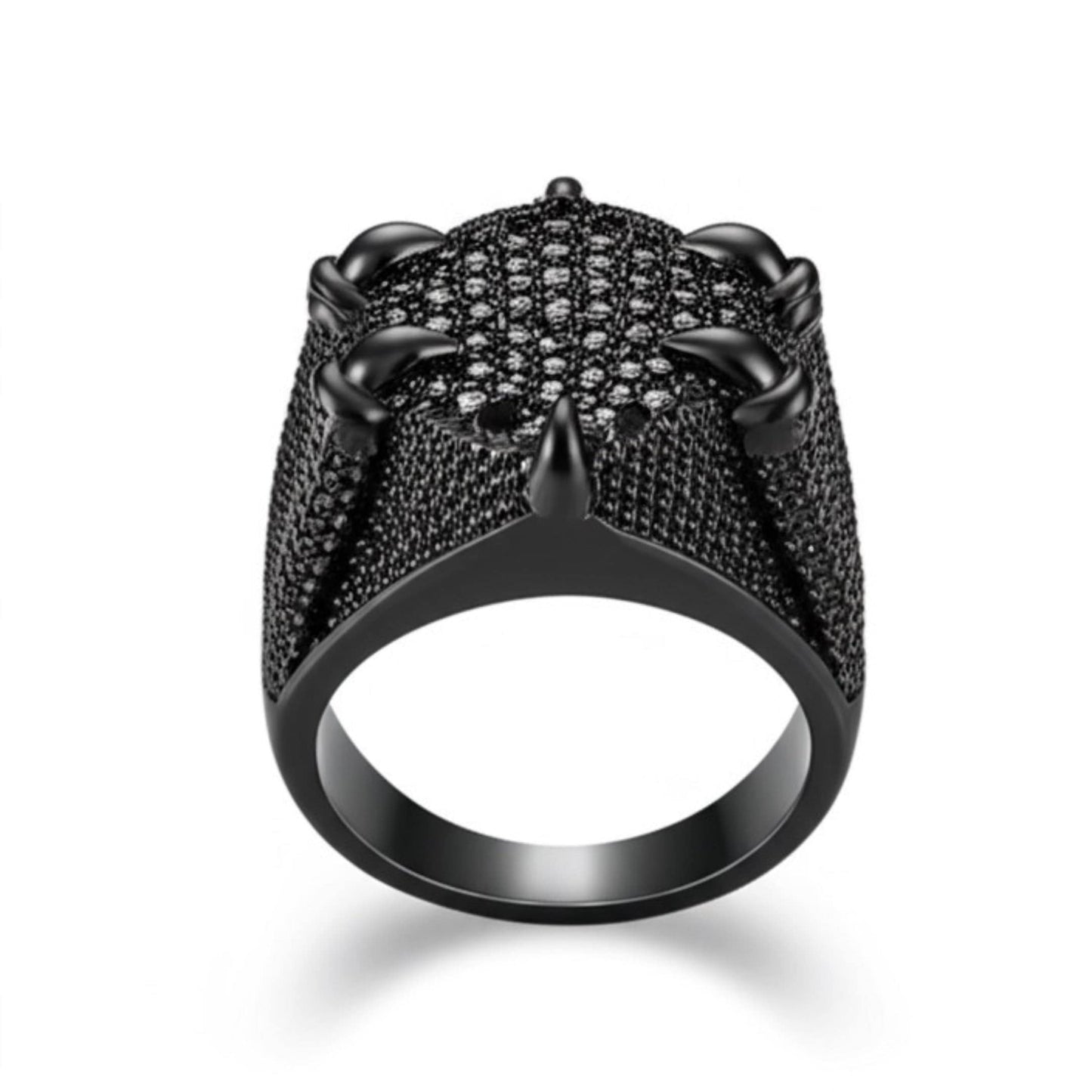 THE MEN THING Rings Royal Series - MIDNIGHT TALON RING - Pure Stainless Steel Men’s Black-Plated Ring – Statement Luxury Jewelry (Size : 19-22-24)