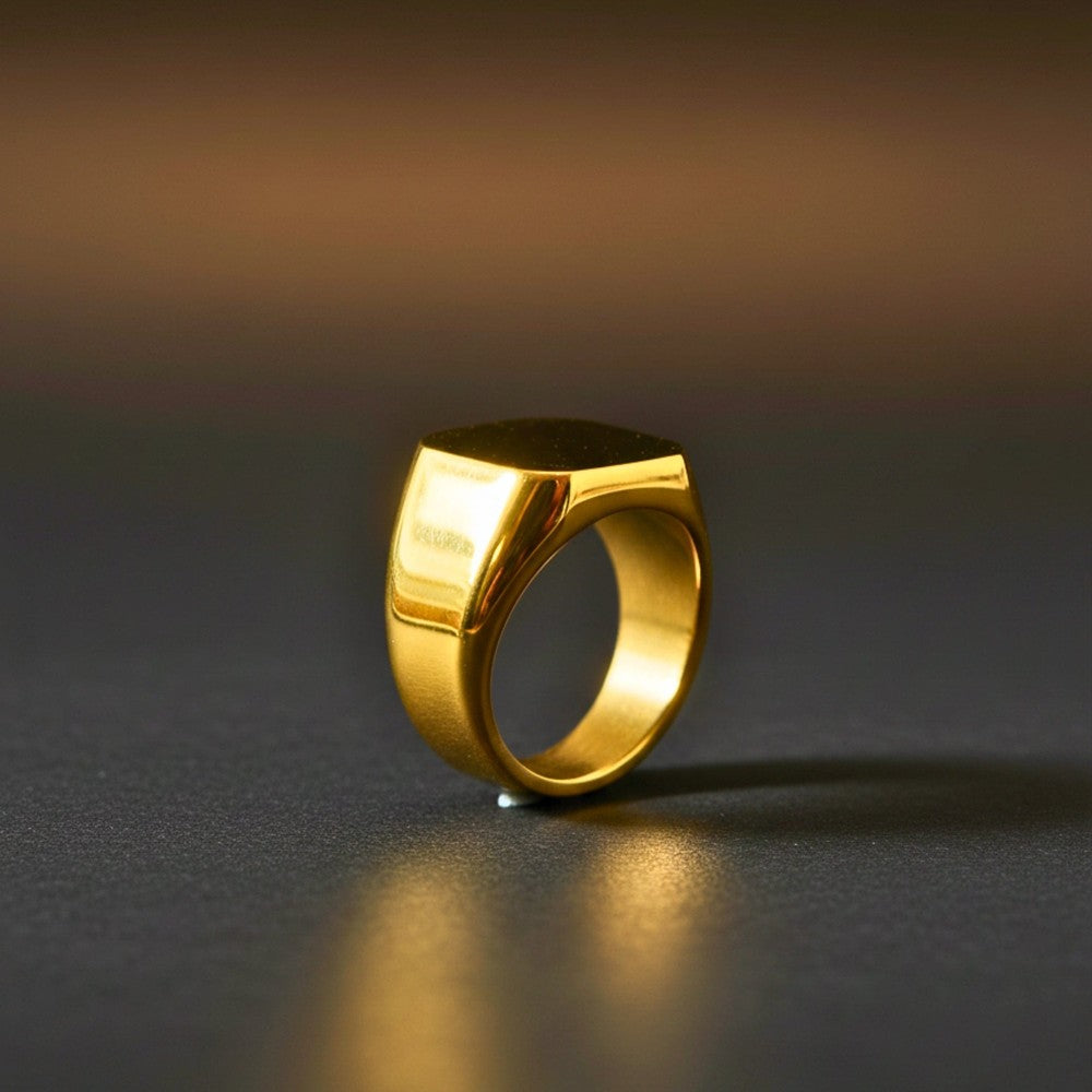 THE MEN THING Rings Royal Series - MONARCH GOLD RING - Pure Stainless Steel Men’s Gold-Plated Ring – Statement Luxury Jewelry (Size : 13-15-18-21-22-24-28-29-31-32)