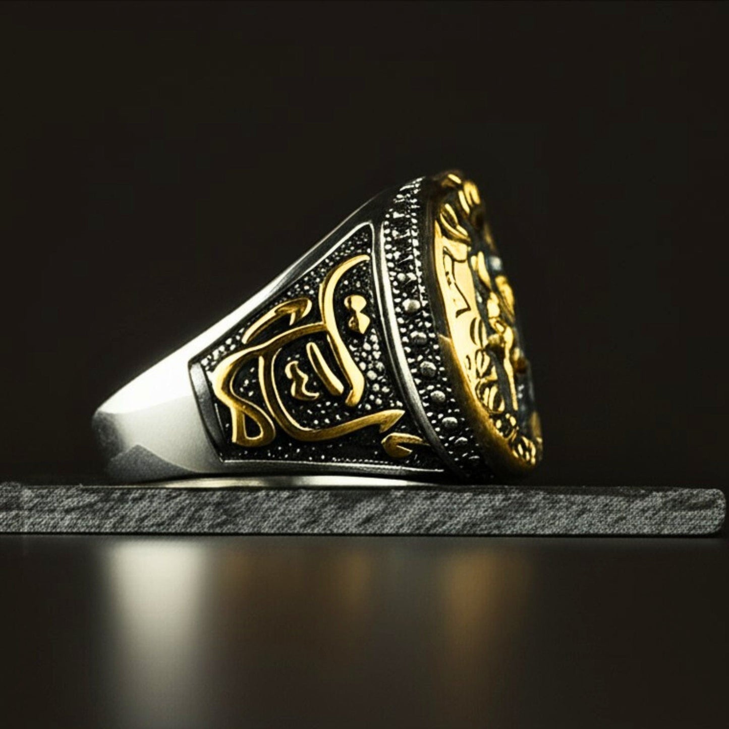 THE MEN THING Rings Royal Series - MOONCHANT RING - Pure Stainless Steel Men’s Steel-Gold-Plated Ring – Statement Luxury Jewelry (Size : 19-21-24)