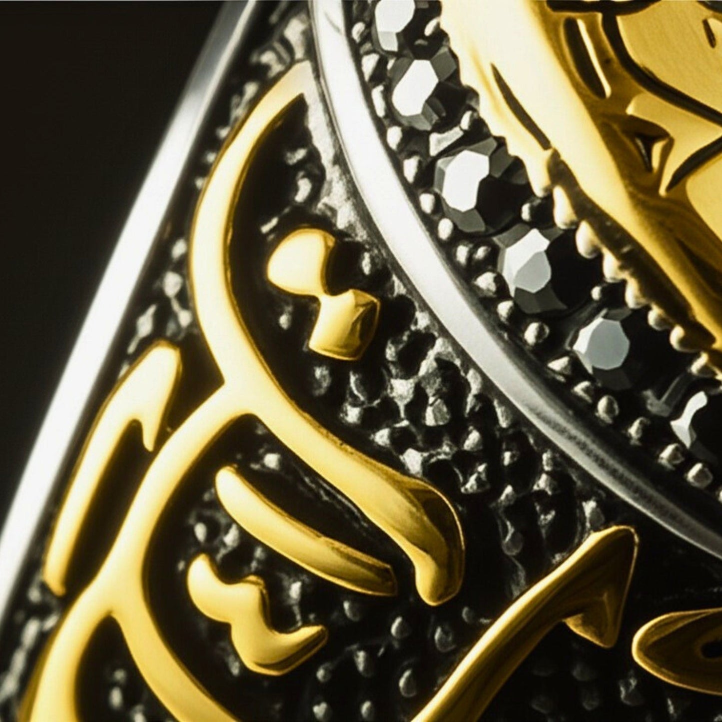 THE MEN THING Rings Royal Series - MOONCHANT RING - Pure Stainless Steel Men’s Steel-Gold-Plated Ring – Statement Luxury Jewelry (Size : 19-21-24)