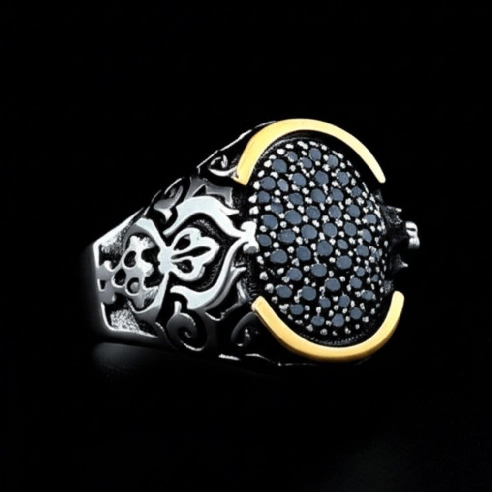 THE MEN THING Rings Royal Series - MYSTIC FANG RING - Pure Stainless Steel Men’s Steel-Gold-Plated Ring – Statement Luxury Jewelry (Size : 19-22-24)