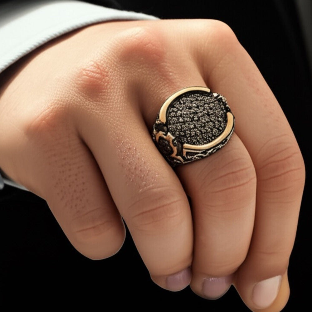 THE MEN THING Rings Royal Series - MYSTIC FANG RING - Pure Stainless Steel Men’s Steel-Gold-Plated Ring – Statement Luxury Jewelry (Size : 19-22-24)