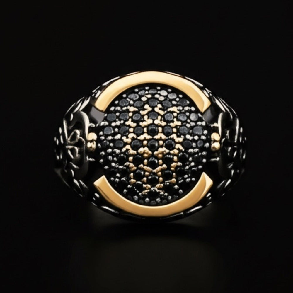 THE MEN THING Rings Royal Series - MYSTIC FANG RING - Pure Stainless Steel Men’s Steel-Gold-Plated Ring – Statement Luxury Jewelry (Size : 19-22-24)