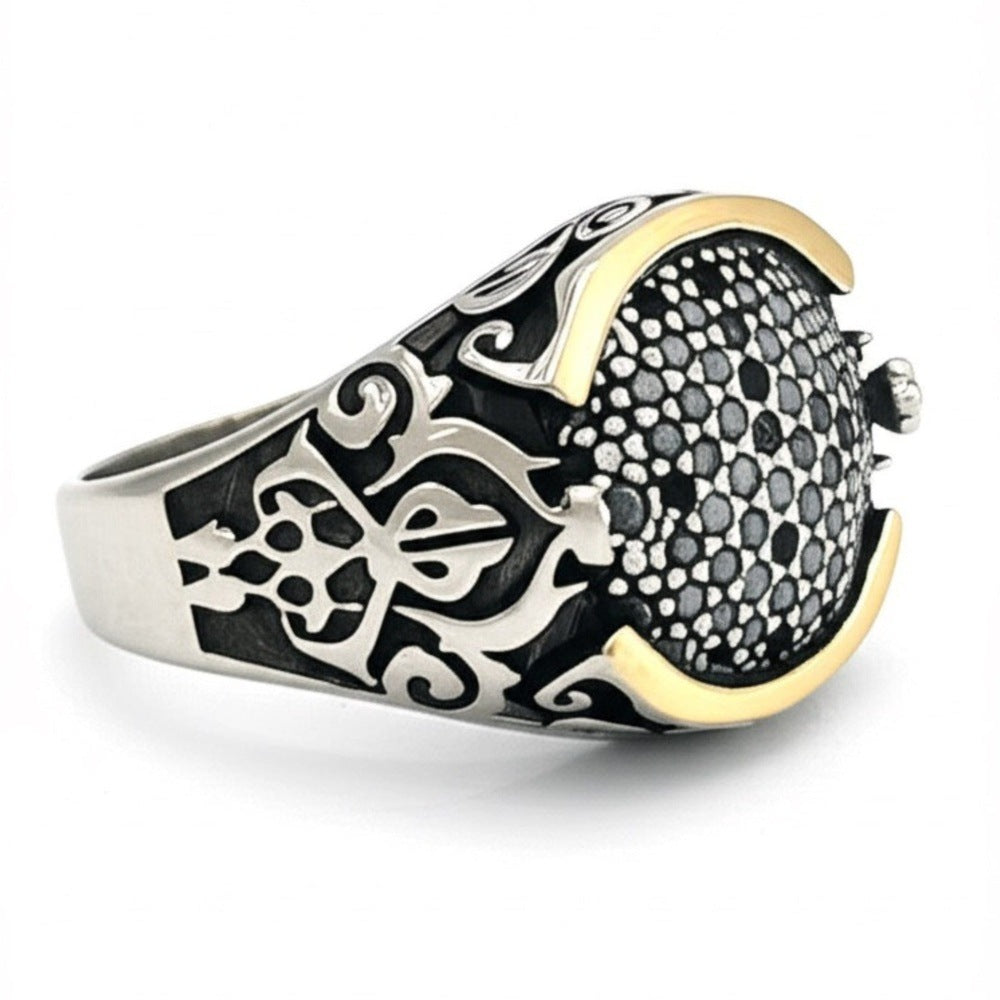 THE MEN THING Rings Royal Series - MYSTIC FANG RING - Pure Stainless Steel Men’s Steel-Gold-Plated Ring – Statement Luxury Jewelry (Size : 19-22-24)