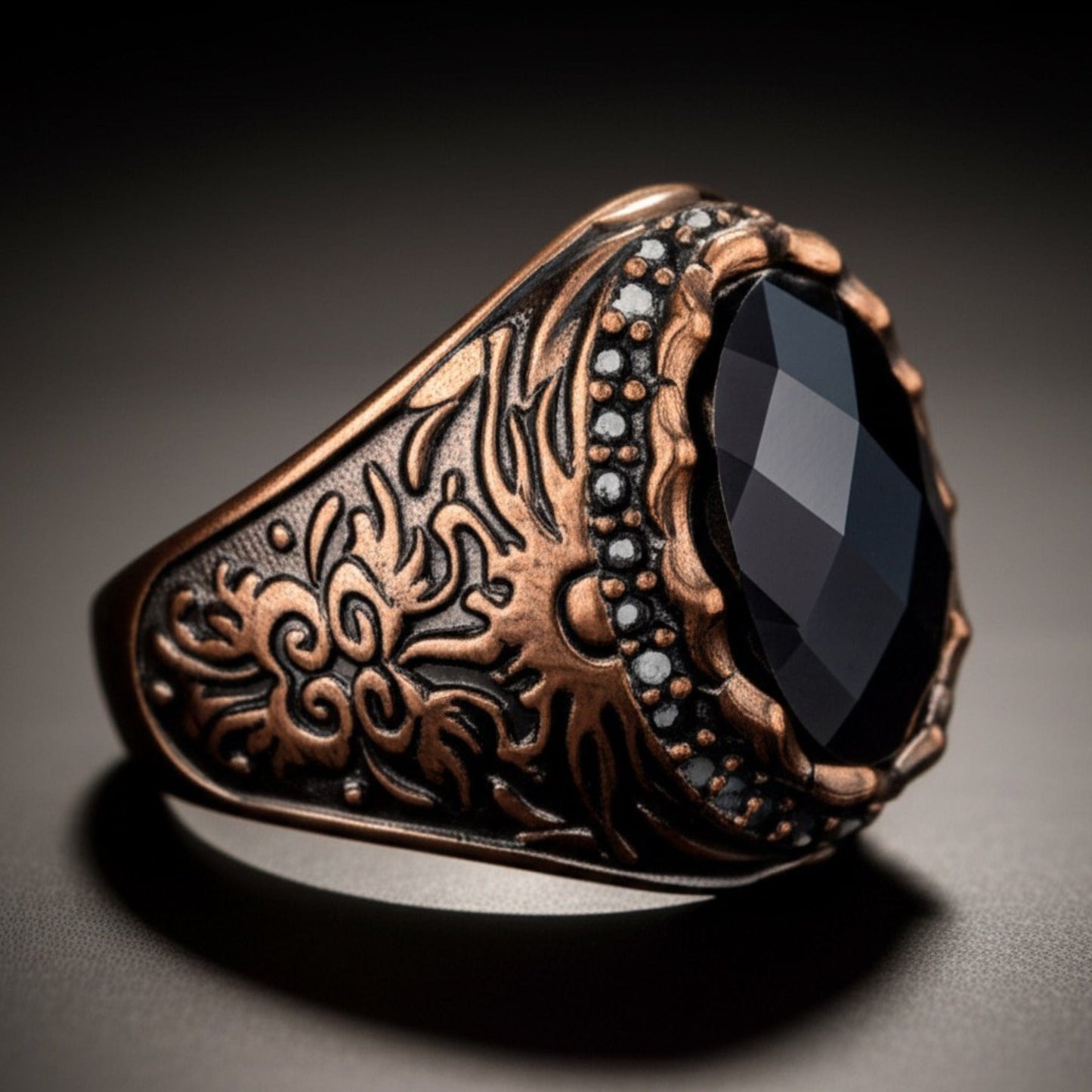 THE MEN THING Rings Royal Series - MYSTIC FORGE RING - Pure Stainless Steel Men’s Rose Gold-Plated Ring – Statement Luxury Jewelry (Size : 19-22-23)