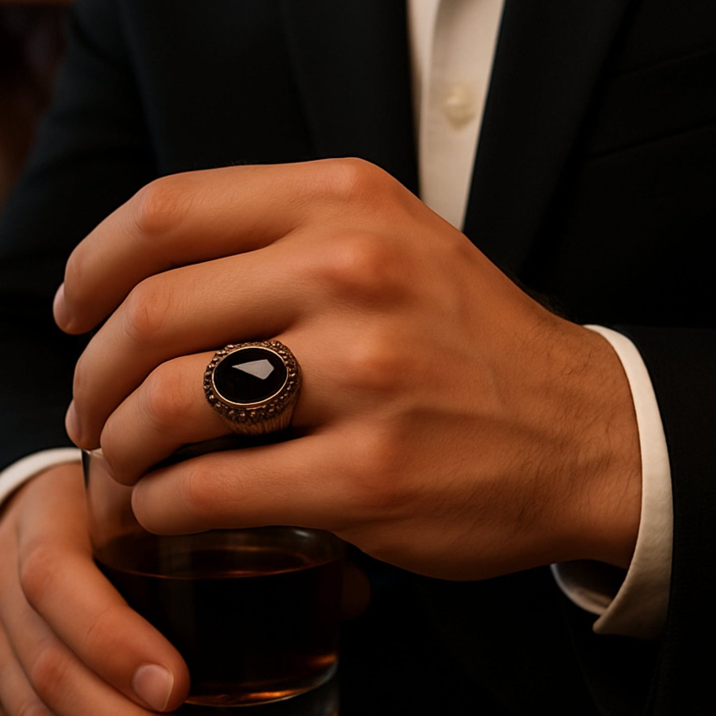 THE MEN THING Rings Royal Series - MYSTIC FORGE RING - Pure Stainless Steel Men’s Rose Gold-Plated Ring – Statement Luxury Jewelry (Size : 19-22-23)