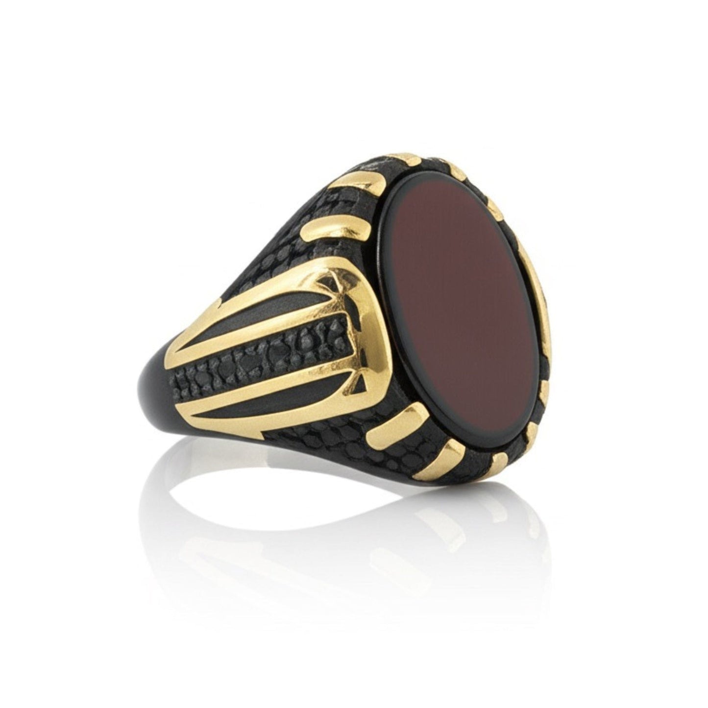 THE MEN THING Rings Royal Series - NIGHT EMPEROR RING - Pure Stainless Steel Men’s Black-Gold-Plated Ring – Statement Luxury Jewelry (Size : -19-21-27)