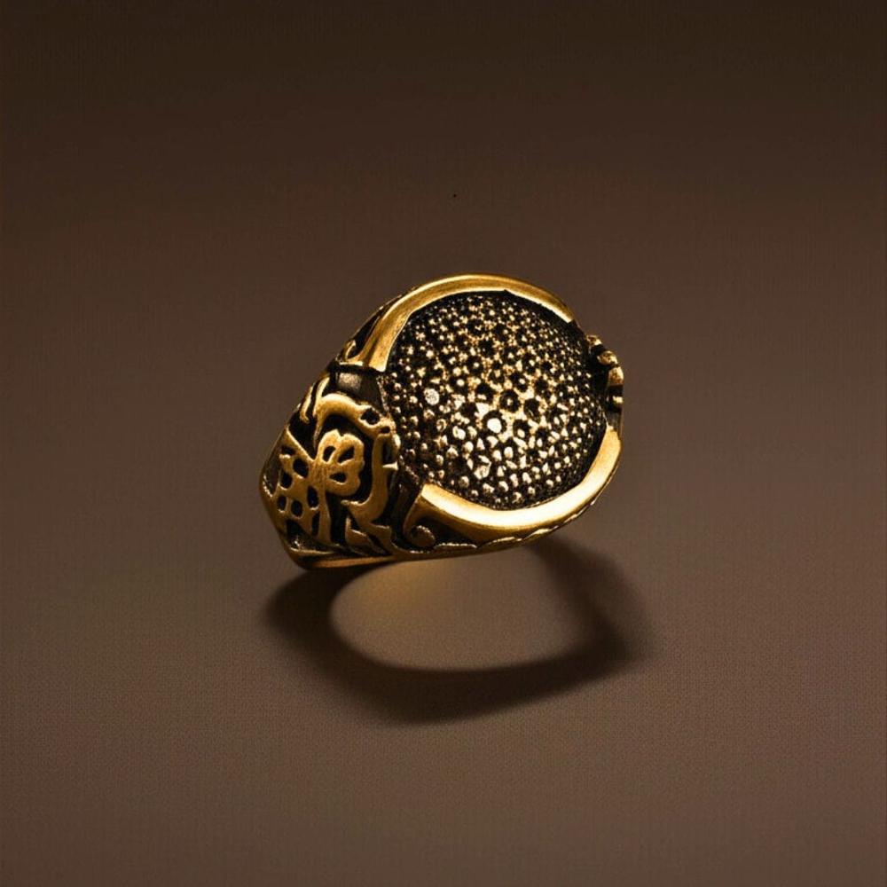 THE MEN THING Rings Royal Series - NIGHTFORGE SIGNET RING - Pure Stainless Steel Men’s Gold-Plated Ring – Statement Luxury Jewelry (Size : 19-22)