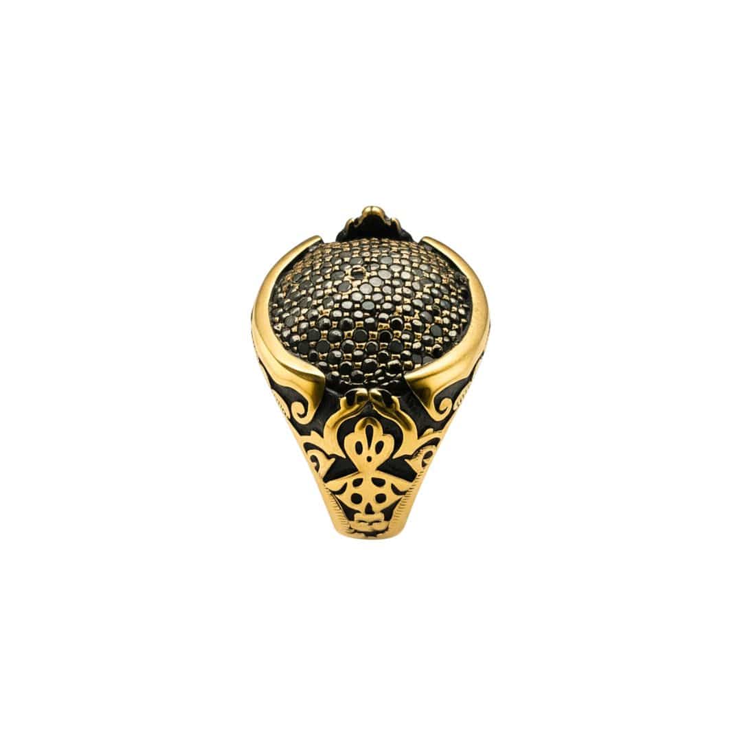 THE MEN THING Rings Royal Series - NIGHTFORGE SIGNET RING - Pure Stainless Steel Men’s Gold-Plated Ring – Statement Luxury Jewelry (Size : 19-22)