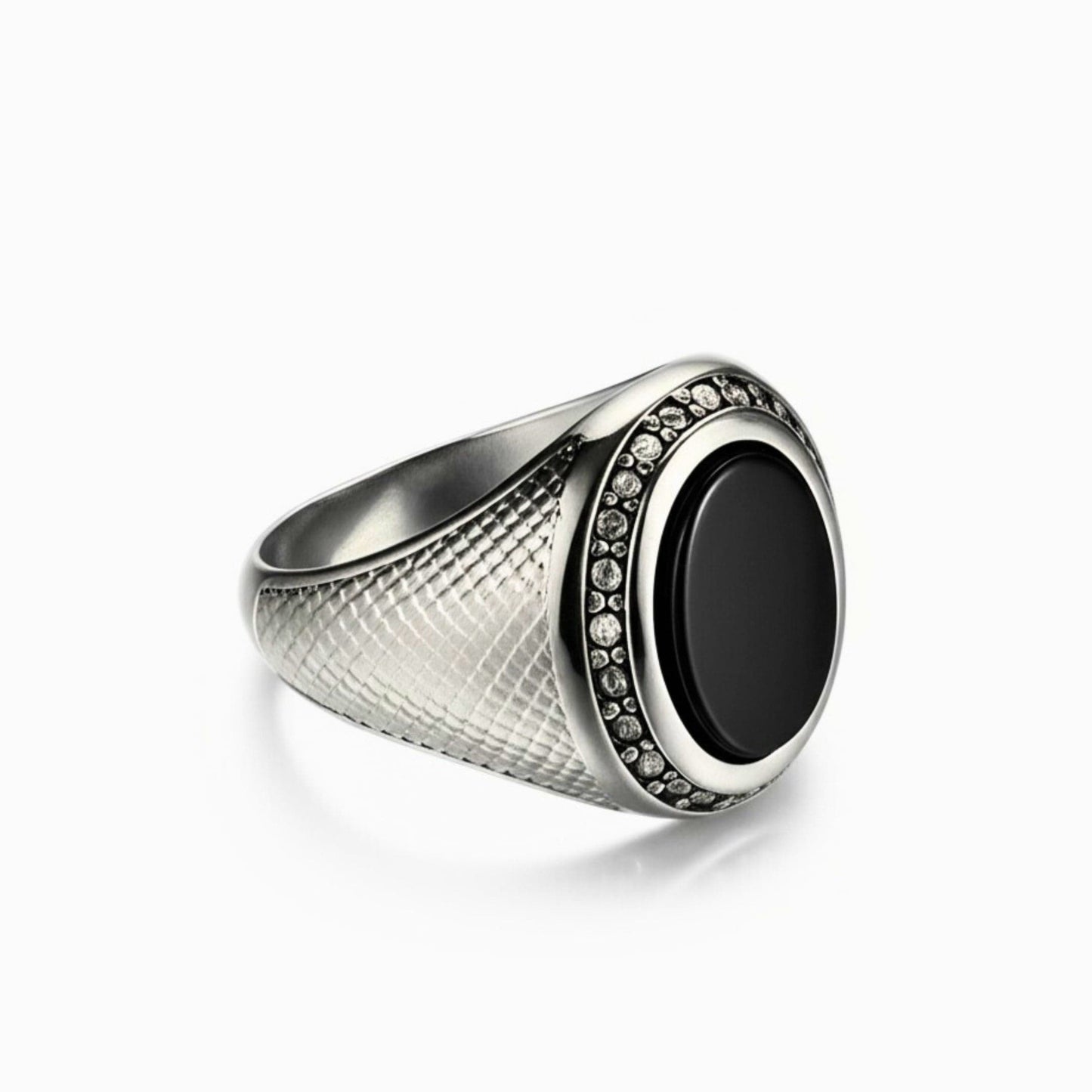 THE MEN THING Rings Royal Series - NOCTIS REGNUM RING - Pure Stainless Steel Men’s Steel-Plated Ring – Statement Luxury Jewelry (Size : 19-22-24)