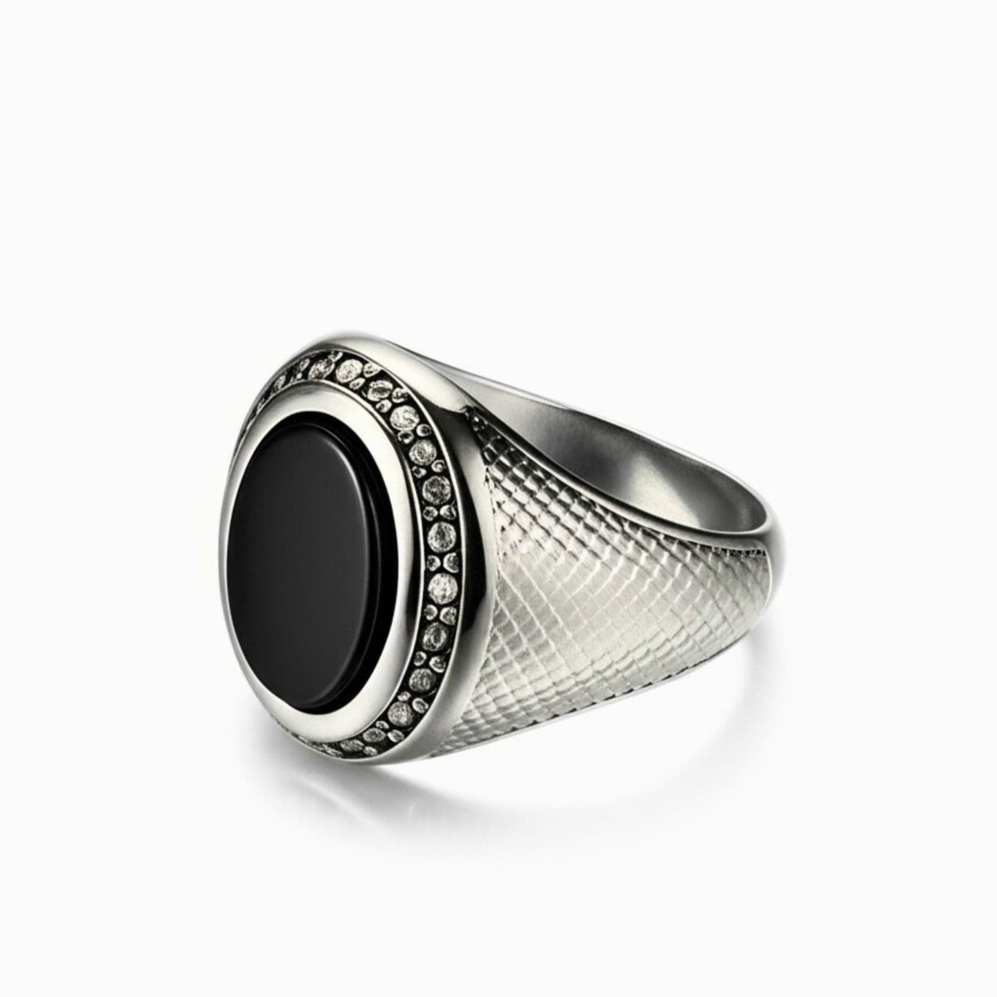 THE MEN THING Rings Royal Series - NOCTIS REGNUM RING - Pure Stainless Steel Men’s Steel-Plated Ring – Statement Luxury Jewelry (Size : 19-22-24)