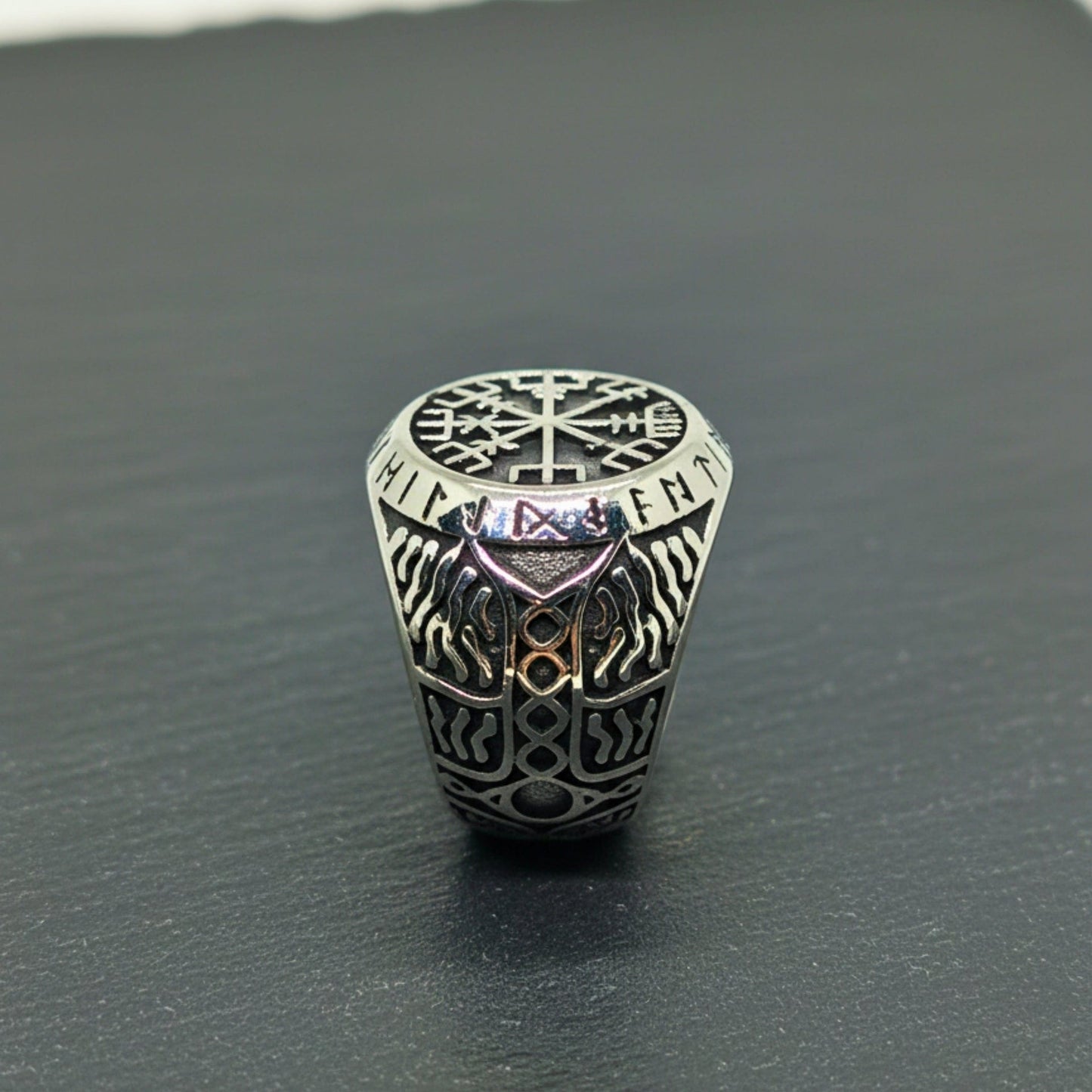 THE MEN THING Rings Royal Series - NORDIC FATE RING - Pure Stainless Steel Men’s Steel-Plated Ring – Statement Luxury Jewelry (Size : 19-20-22-24-27-28-30)