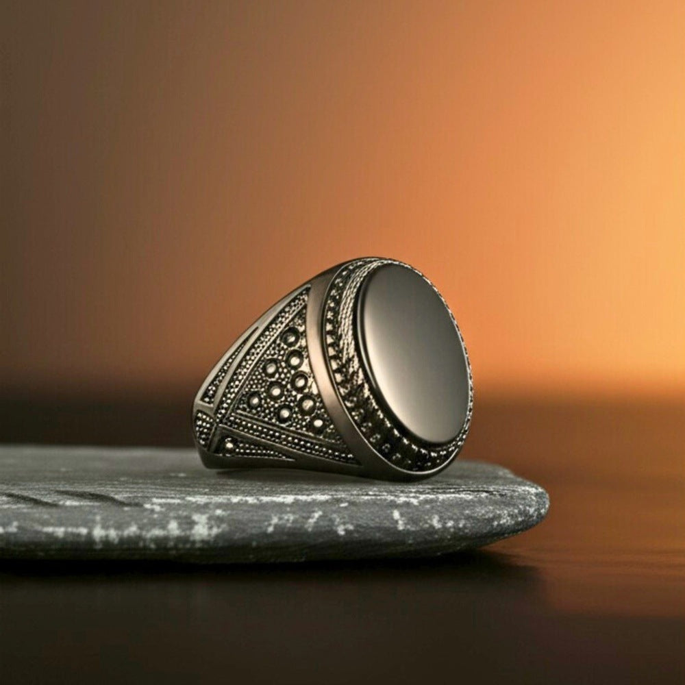 THE MEN THING Rings Royal Series - OSIRIS FANG RING - Pure Stainless Steel Men’s Black-Plated Ring – Statement Luxury Jewelry (Size : 19-22-24)