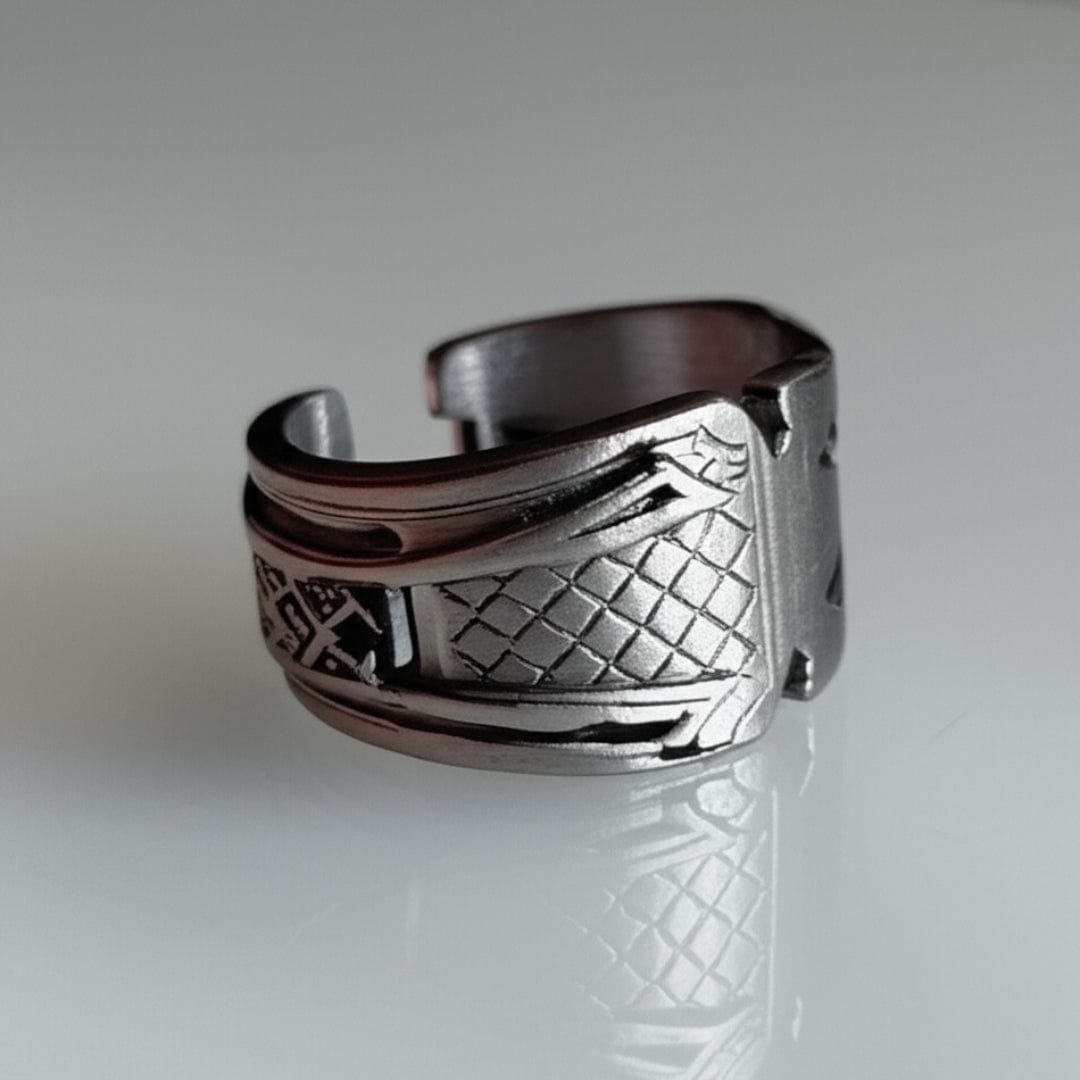 THE MEN THING Rings Royal Series - ROGUE SIGIL RING - Pure Stainless Steel Men’s Steel-Plated Ring – Statement Luxury Jewelry (Size : 19-20-21-22-25)