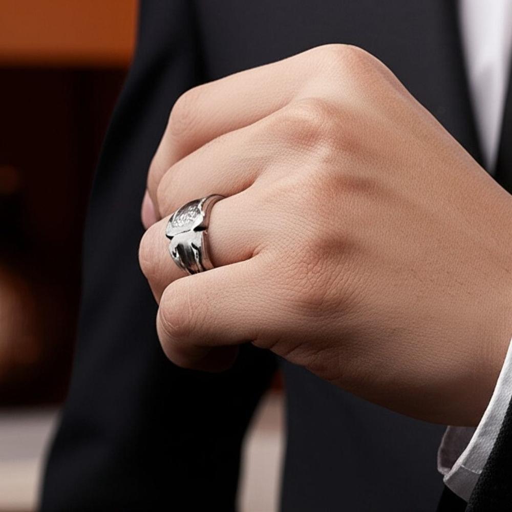 THE MEN THING Rings Royal Series - ROGUE SIGIL RING - Pure Stainless Steel Men’s Steel-Plated Ring – Statement Luxury Jewelry (Size : 19-20-21-22-25)