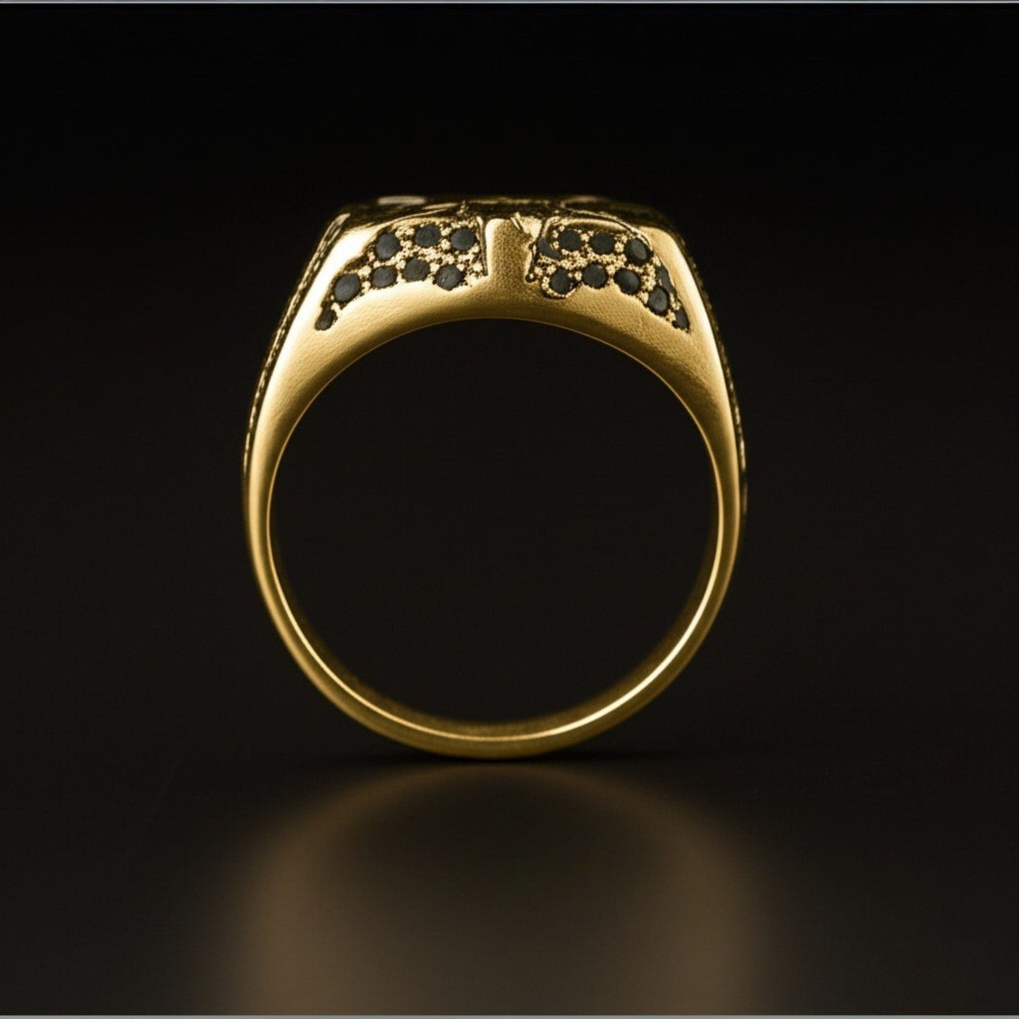 THE MEN THING Rings Royal Series - RUNIC ECLIPSE RING - Pure Stainless Steel Men’s Gold-Plated Ring – Statement Luxury Jewelry (Size : 19-22-24)