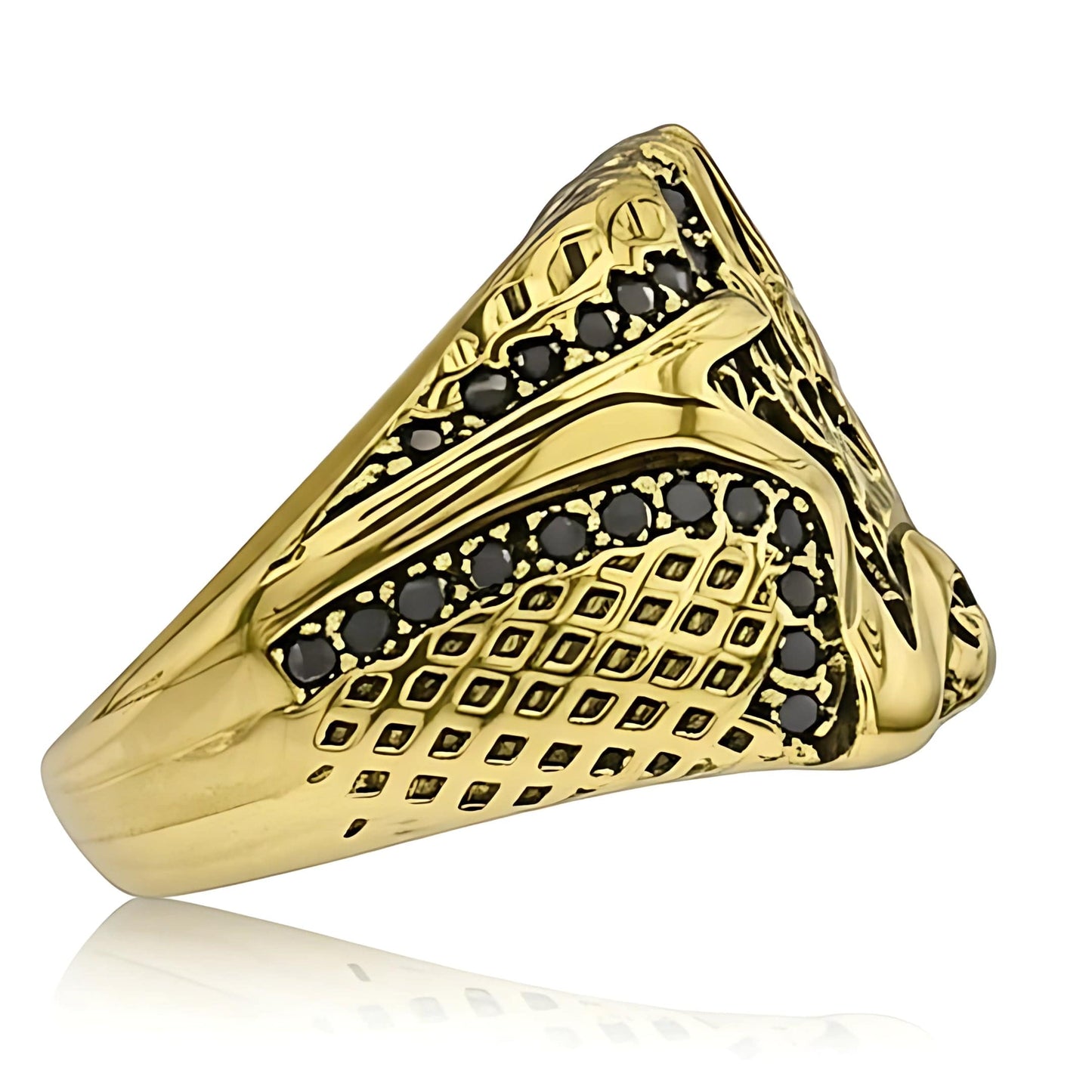 THE MEN THING Rings Royal Series - RUNIC ECLIPSE RING - Pure Stainless Steel Men’s Gold-Plated Ring – Statement Luxury Jewelry (Size : 19-22-24)