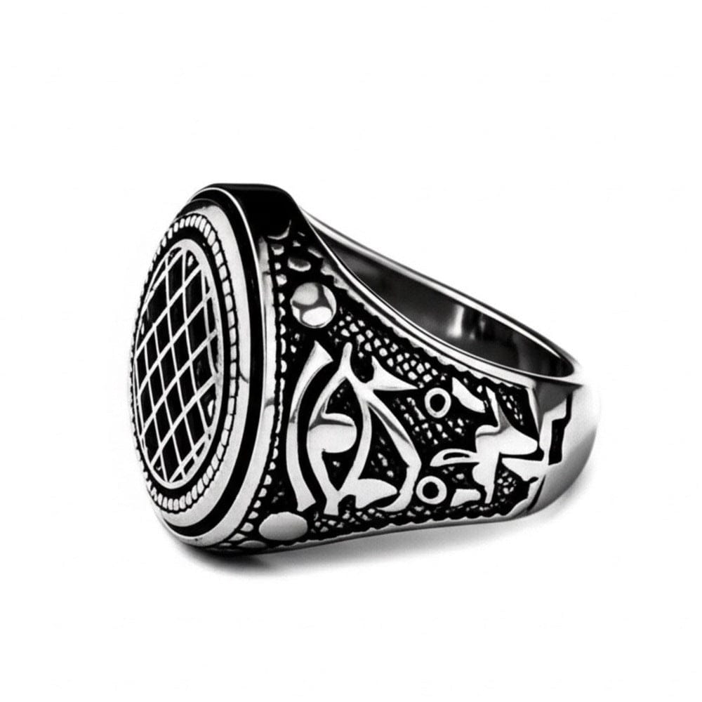 THE MEN THING Rings Royal Series - TEMPLE OF SHADOWS RING - Pure Stainless Steel Men’s Steel-Plated Black Ring – Statement Luxury Jewelry (Size : 17-19-21)